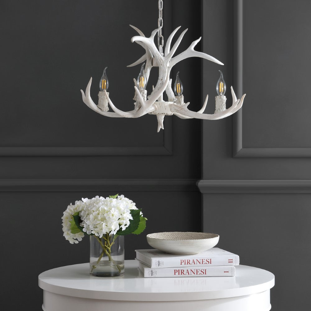 Eldora Adjustable Resin Antler LED Chandelier Light Fixture - Rustic Modern Lighting for Dining Room, Living Room, Cabin & Lodge Decor