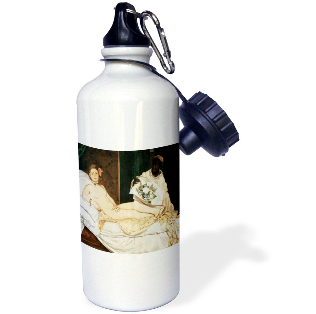 3D Rose Olympia by Edouard Manet Sports Water Bottle - 21 oz White Insulated Stainless Steel Bottle for Gym, Hiking & Outdoor Activities