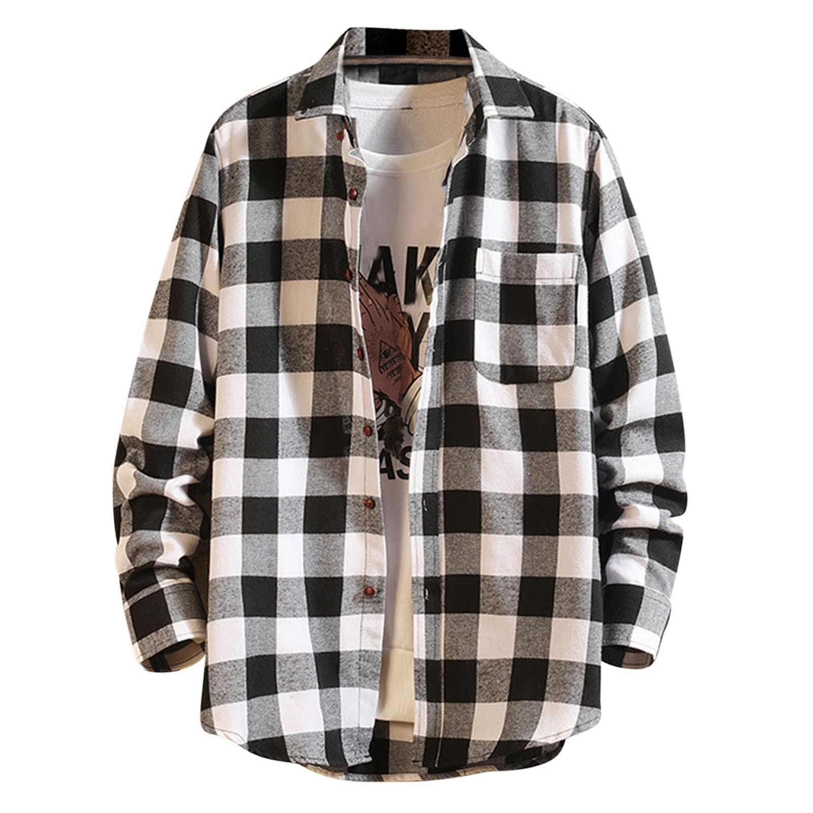 2023 Men's Plaid Button Down Long Sleeve Shirt - Regular Fit Casual & Work Dress Shirt - Spring Chambray Tee for Office, Date Night & Outdoor Activities