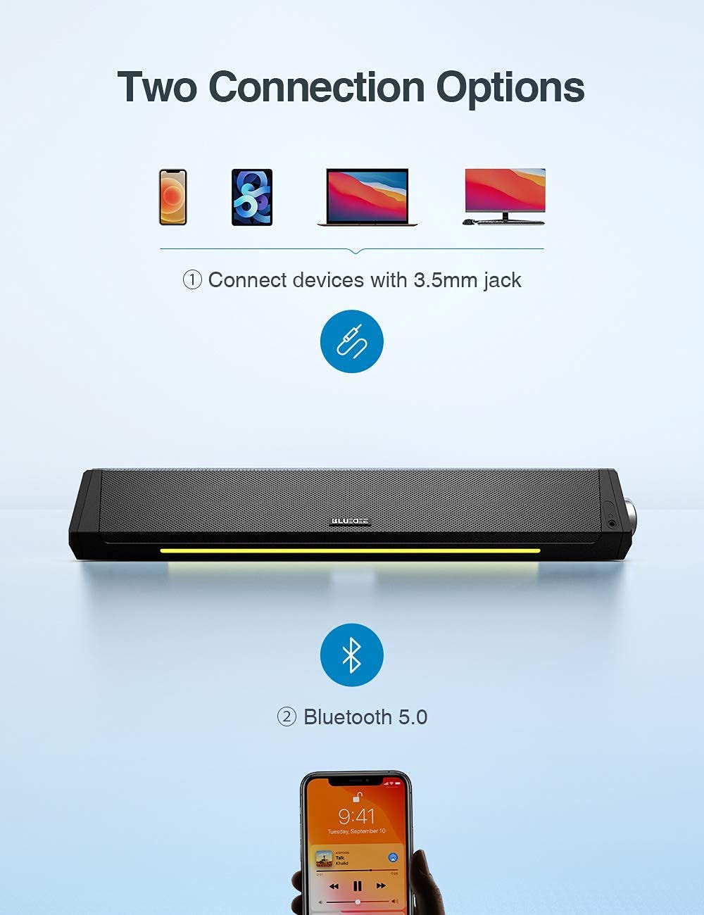 Premium Wired Computer Sound Bar with Enhanced Bass & Clear Audio - Perfect for Gaming, Movies, and Music on PC & Desktop