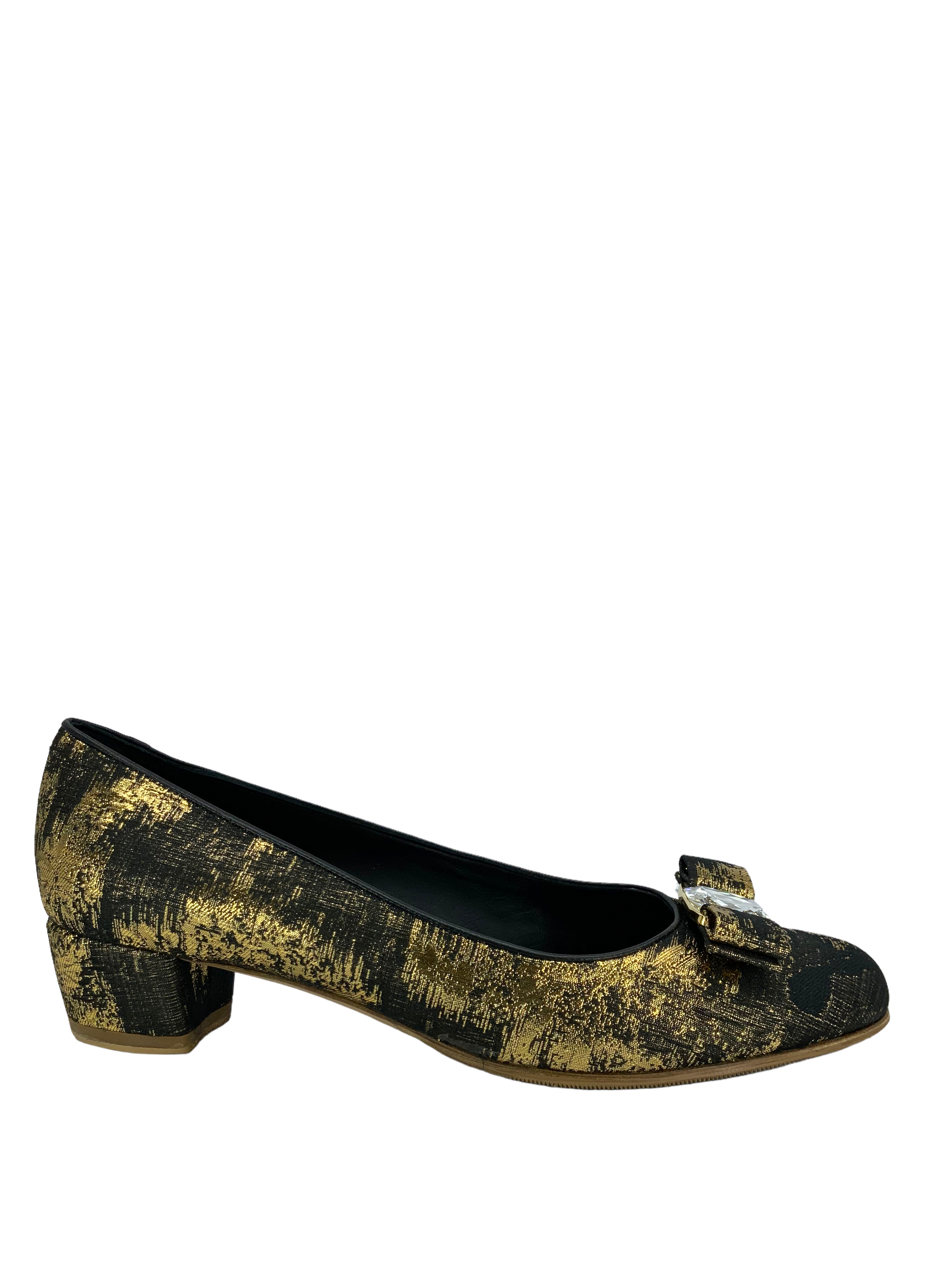 Salvatore Ferragamo Vara Bow Fabric Pumps Women's Size 10 | Elegant Pointed Toe Heels for Work, Wedding & Special Occasions