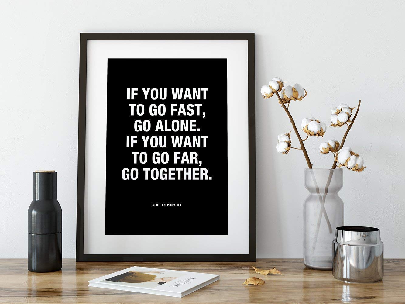 African Proverb 'Go Fast Go Far' Motivational Wall Art Print - Inspirational Quote Poster for Office, Home & Classroom Decor