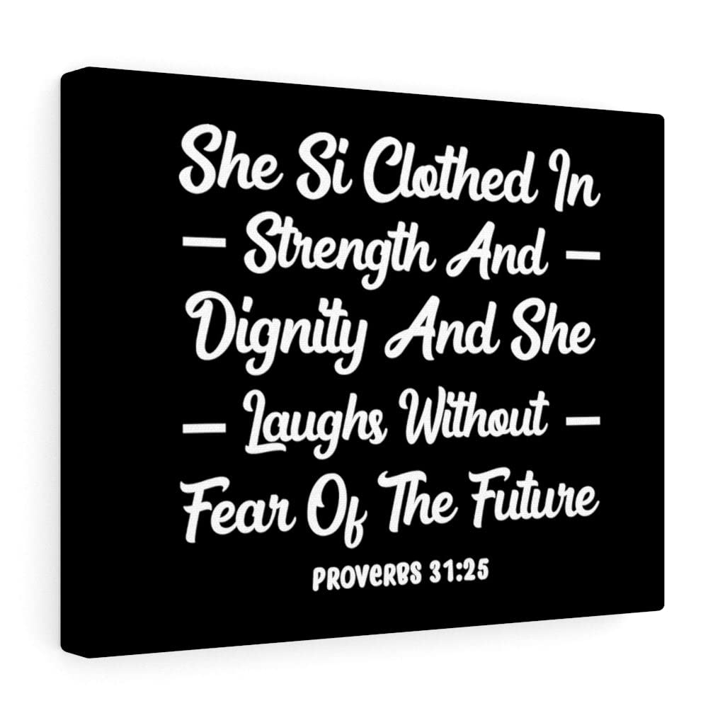 Christian Wall Art with Bible Verse - Proverbs 31:25 'Clothed in Strength' Scripture Print | Ready to Hang Home Decor for Bedroom, Living Room & Office | Inspirational Gift for Women