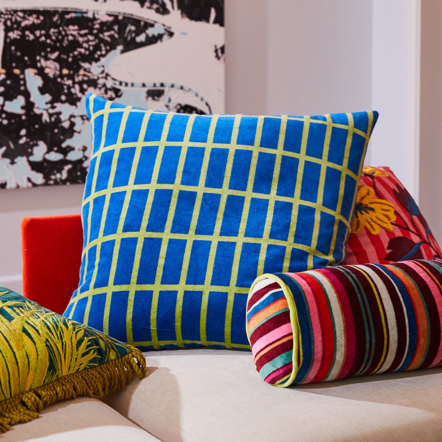 Luxury Remi Velvet Cushion - Soft & Plush Decorative Throw Pillow for Sofa, Bed, or Chair - Perfect for Living Room, Bedroom, or Office Decor - Capri Blue