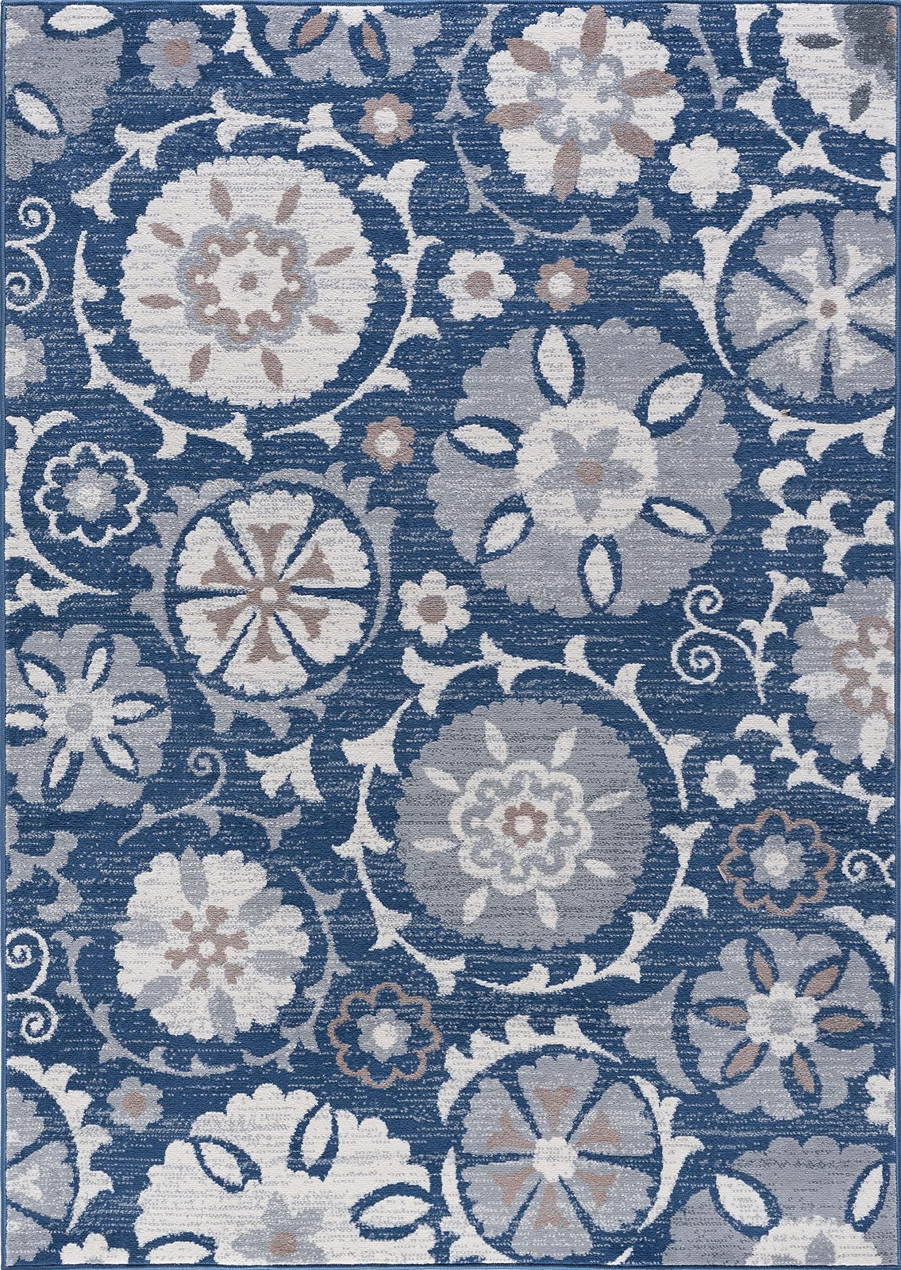 Navy Modern Large 8x10 Area Rug - Soft Contemporary Indoor Carpet for Living Room, Bedroom, Dining Room & Kitchen - Non-Slip Entryway Rug - Perfect for Home Decor & High Traffic Areas