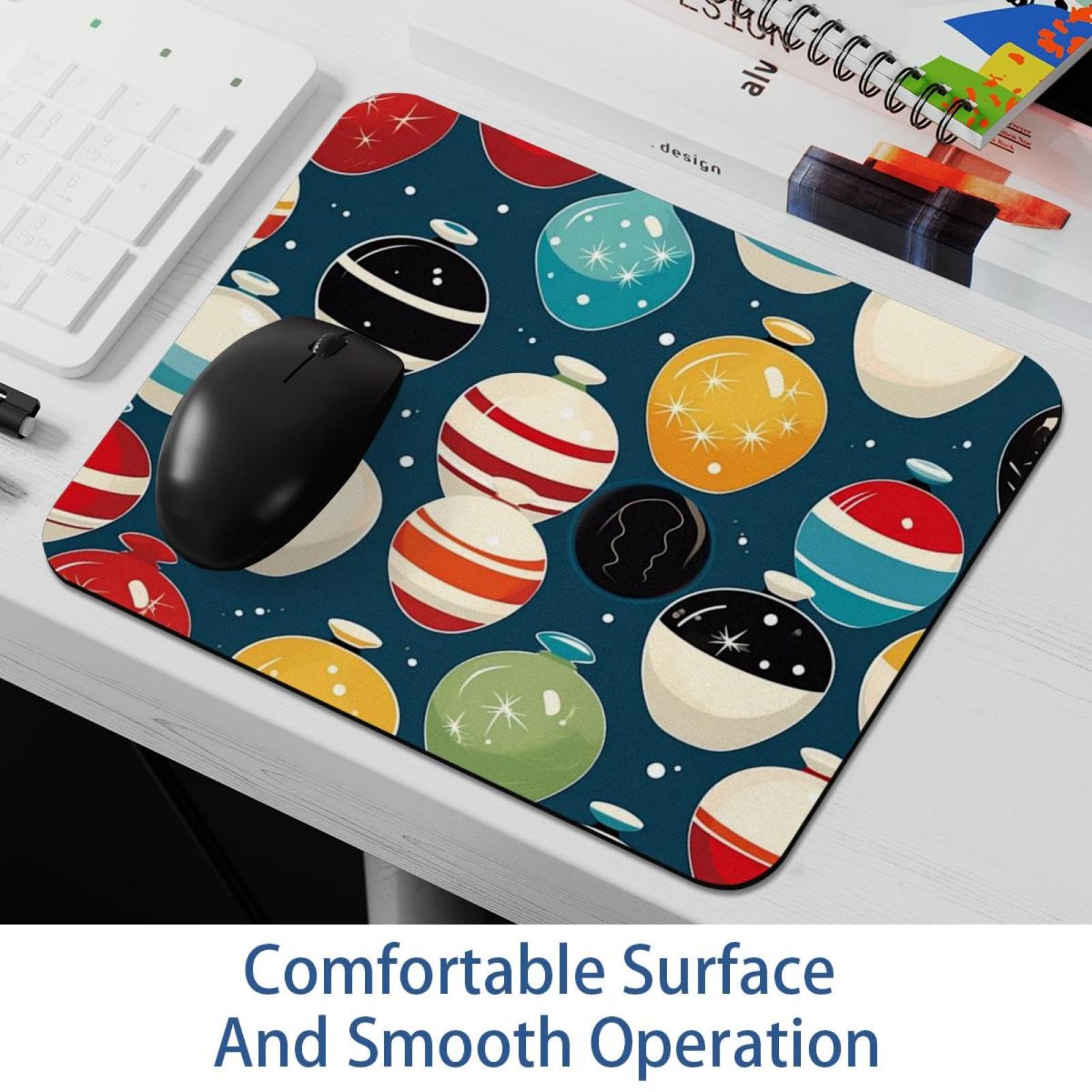 Cute Bowling Ball Pattern Desk Mat - Non-Slip Rubber Base Gaming Mouse Pad & Keyboard Mat for Office, Home, PC Work & Gaming | Perfect for Computer Desks, Workspaces & Game Setups