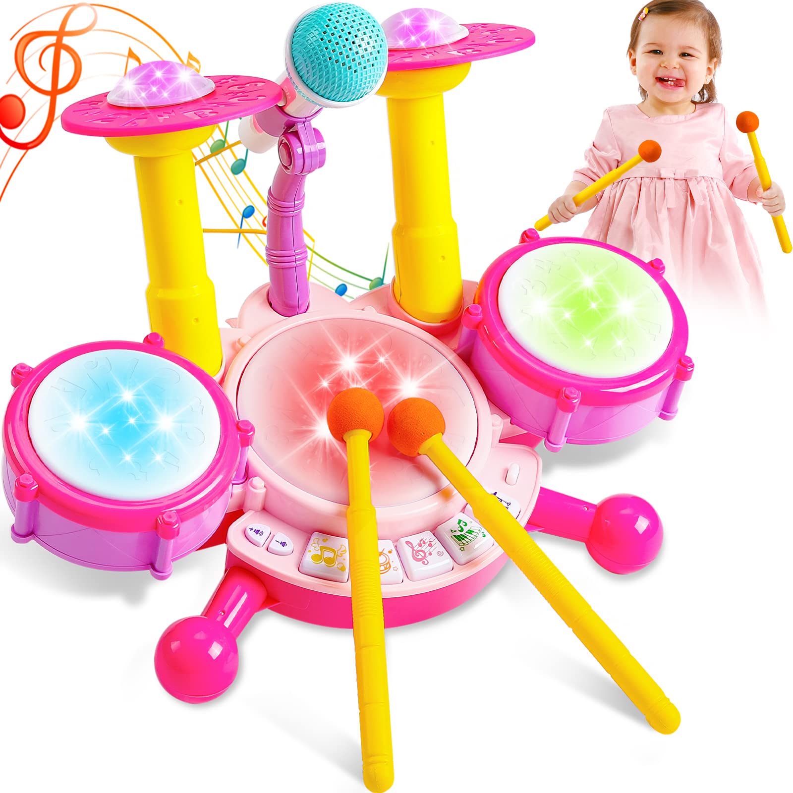 **Best Toddler Drum Set for Kids 1-3 Years - Musical Toys for Baby Girls & Boys - Educational Microphone & Instrument Set - Perfect Gift for 1-2 Year Olds (6-12-18 Months) - Great for Birthday, Christmas & Playtime Fun**