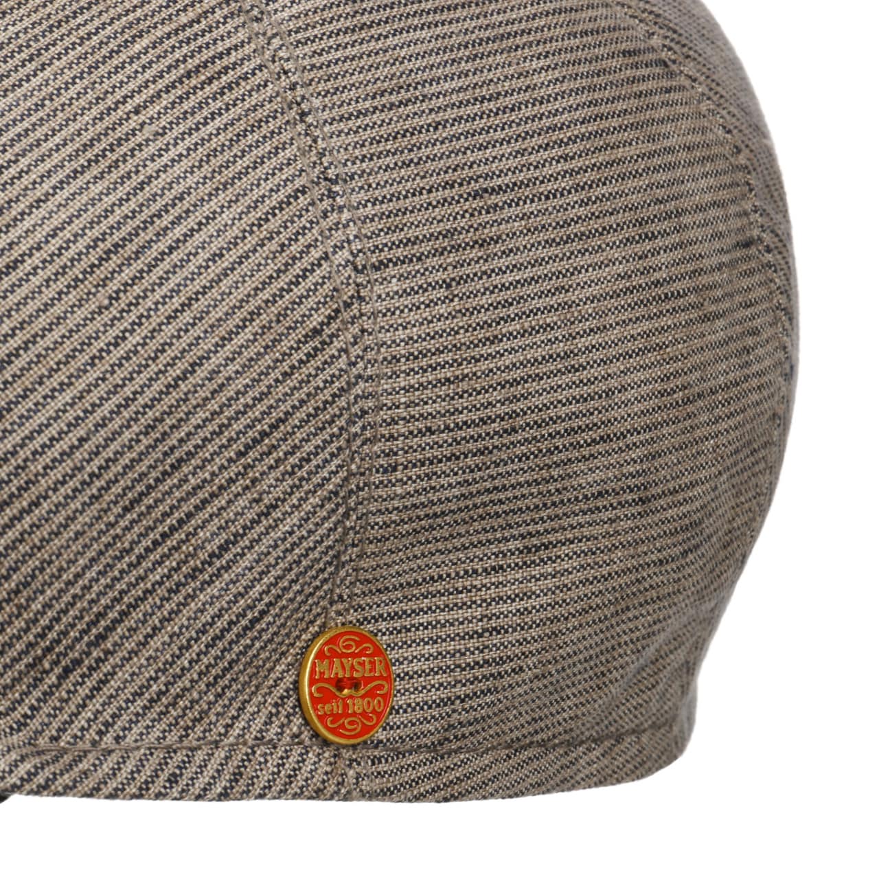 Mayser Sidney Linen Stripes Flat Cap - Classic Men's Summer Hat for Outdoor Activities, Travel & Casual Wear