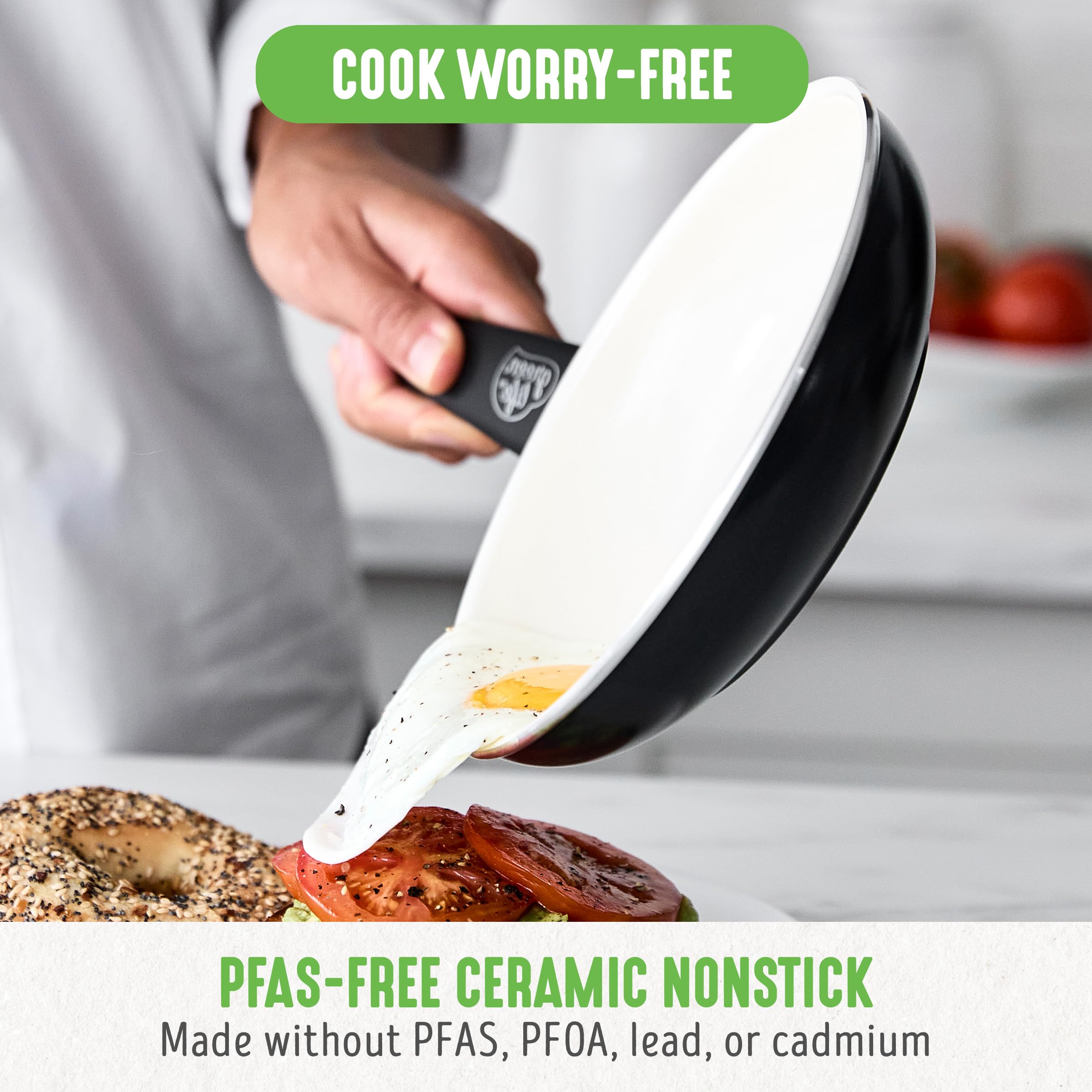 GreenLife Soft Grip 16-Piece Non-Toxic Ceramic Nonstick Cookware Set - PFAS-Free, Oven & Dishwasher Safe Pots and Pans with Glass Lids & Stay-Cool Handles - Perfect for Frying, Sauteing, and Cooking Sauces - Ideal for Home Chefs and Healthy Meal Prep