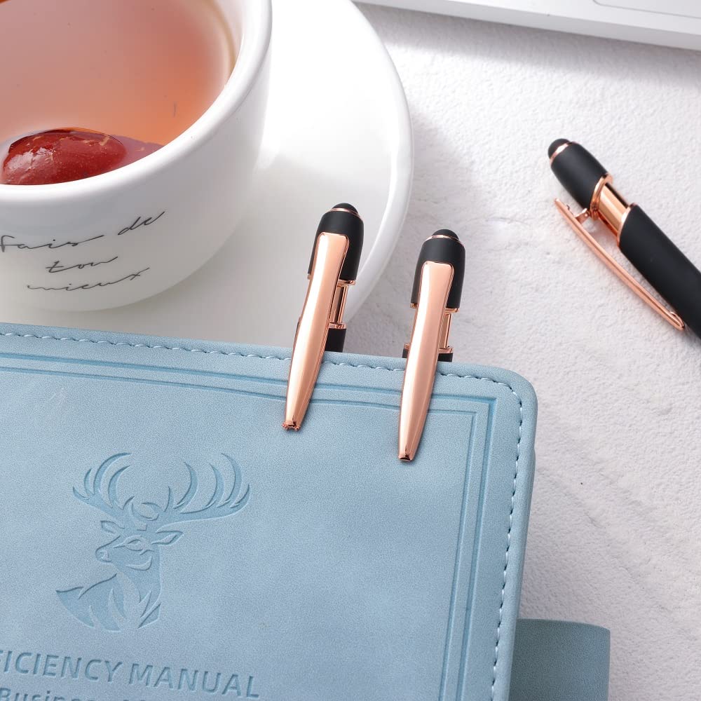 12-Pack 2-in-1 Stylus Ballpoint Pens with 1.0mm Black Ink - Metal Touch Screen Stylus & Writing Pen (Rose Gold & Black) Includes 12 Refills - Perfect for iPad, Tablet, Smartphone Note-Taking & Signing Documents