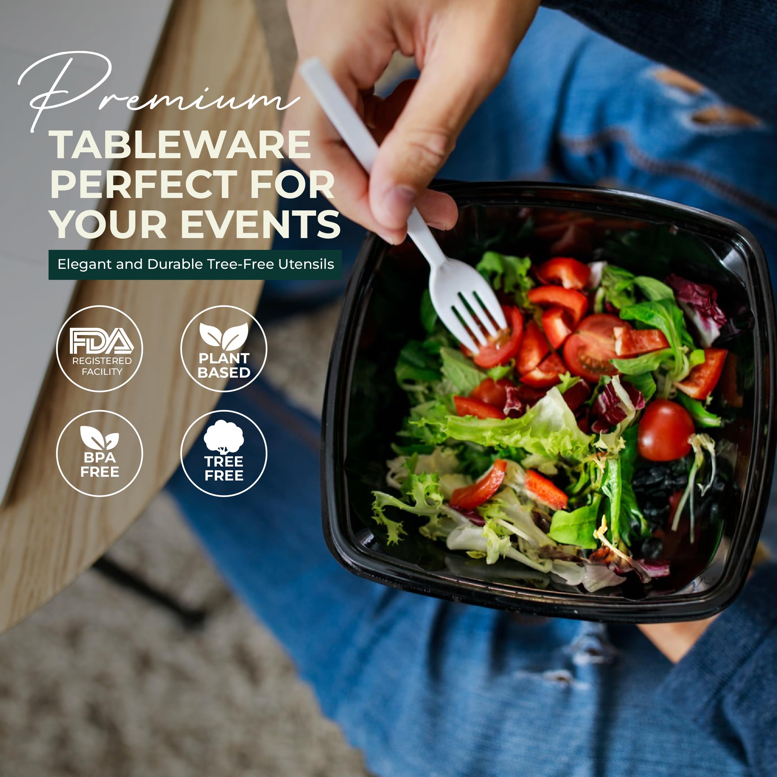 **Eco-Friendly 7-Inch Compostable Cutlery Set - 400 Pieces | Heavy-Duty Biodegradable Knives, Forks & Spoons | Durable, Heat-Resistant Alternative to Plastic Utensils | Perfect for Parties, Picnics, Catering & Zero-Waste Living**