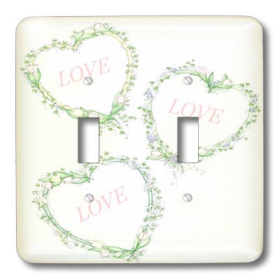 3D Rose Wreath Hearts Love Toggle Switch - Green & Pink Decorative Light Switch Cover for Bedroom, Nursery, or Valentine's Day Decor
