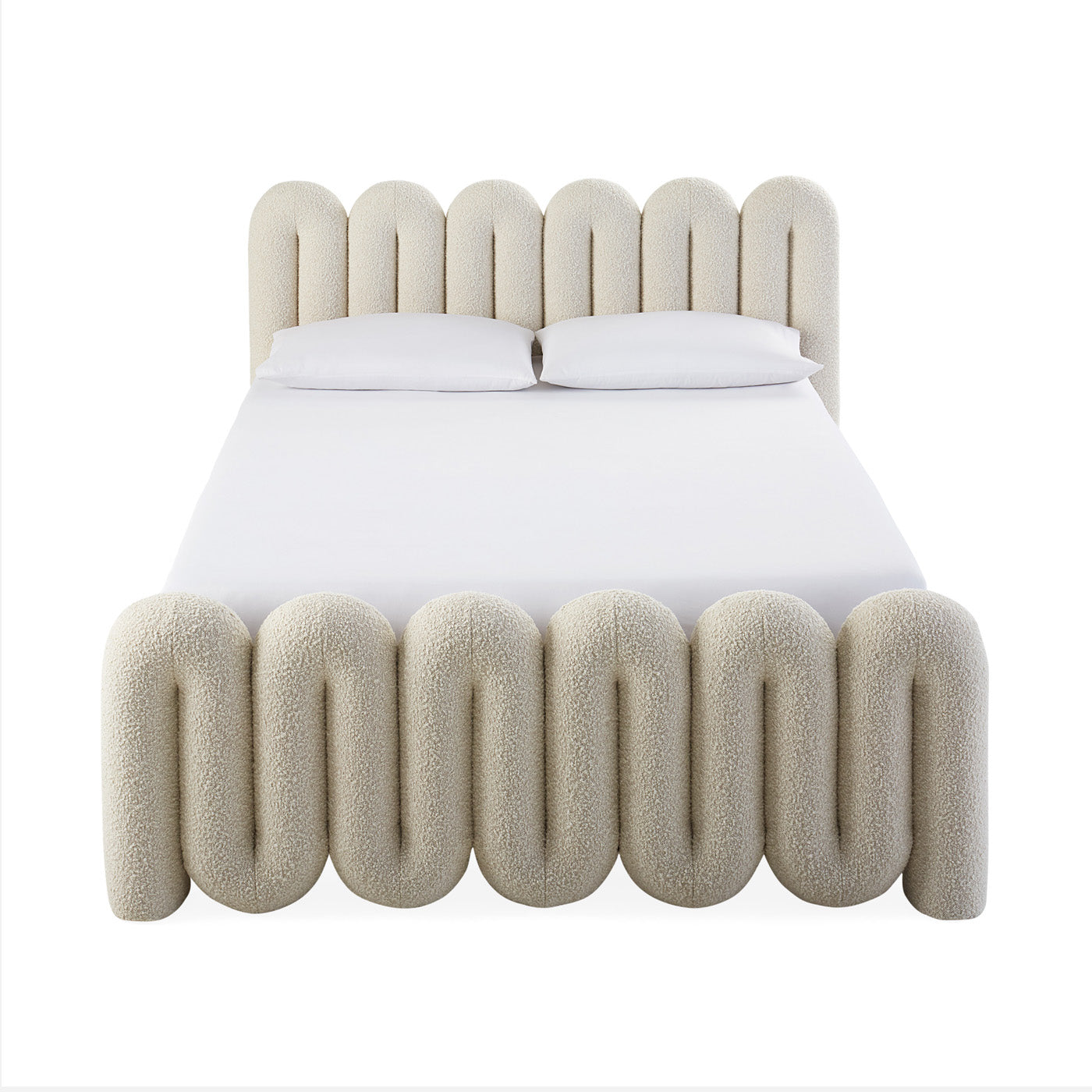 Serpentine Bed - Modern Wavy Design Queen Size Bed Frame for Bedroom | Perfect for Contemporary Home Decor & Guest Rooms