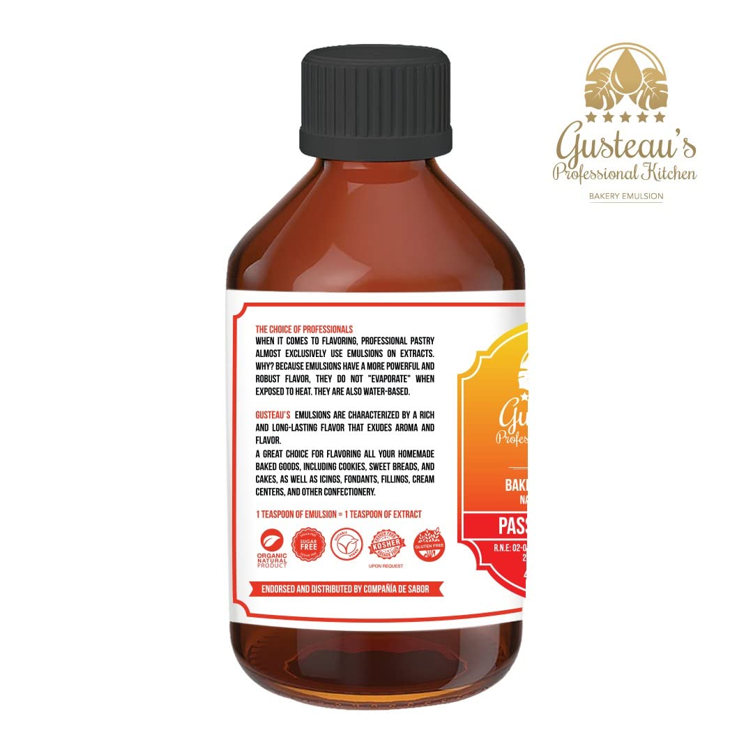Gusteau's Passion Fruit Flavor Bakery Emulsion - 4 fl oz (100ml) Alcohol-Free, Sugar-Free, Kosher Certified for Baking, Frosting & Dessert Making - Perfect for Cakes, Cookies & Pastries