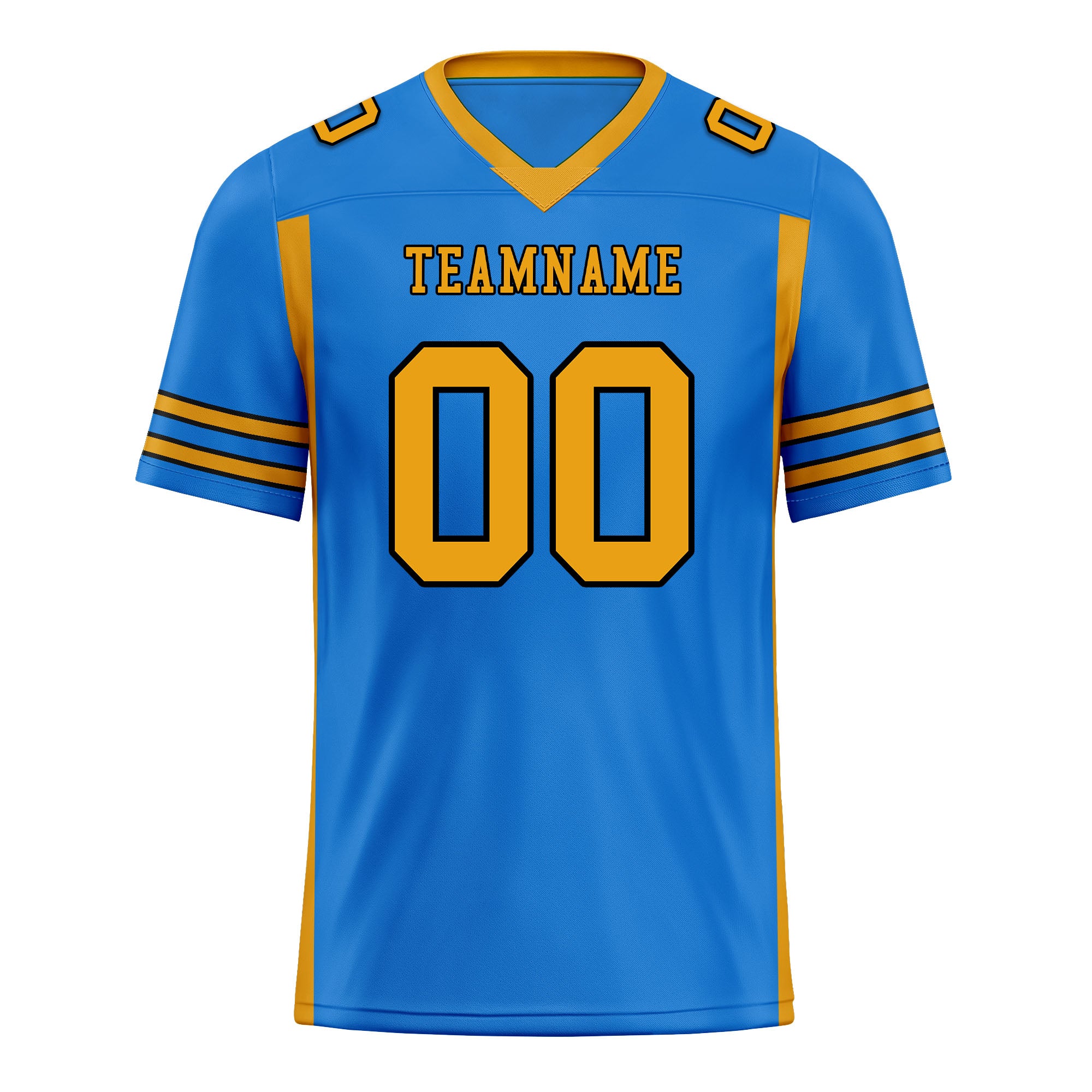 Custom Blue & Yellow Striped Sleeves Personalized Authentic Football Jersey FBJ02 D06053 - Perfect for Game Day, Team Sports & Fan Collections