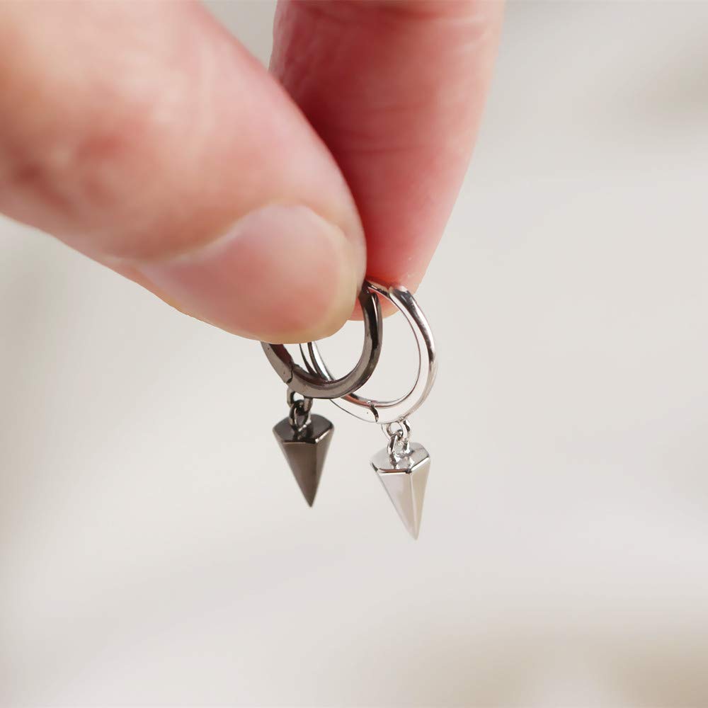 Dainty Hoop Dangle Earrings for Women - Sterling Silver Small Hoop Earrings with Moon, Star, Spike & Evil Eye Charms | Perfect for Everyday Wear, Date Nights & Gifts