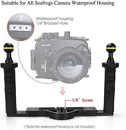 Sea Frogs Aluminum Tray & Grip for Underwater Camera Housings - Durable Dive Accessory for GoPro, Sony, Canon Underwater Photography & Videography