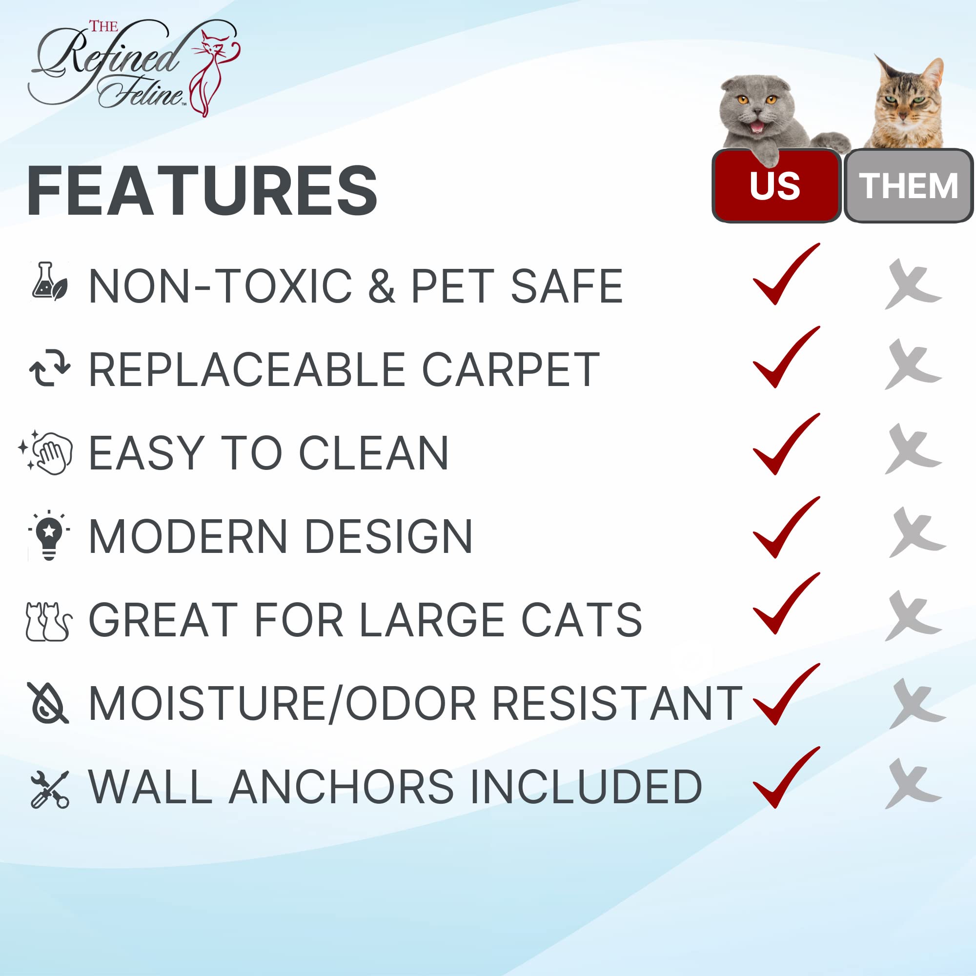 60 Inch White Lotus Branch Cat Wall Shelf with Replaceable Carpet - Multi-Level Cat Perch for Climbing, Playing & Lounging - Durable Cat Hammock Bed Furniture for Large Cats - Perfect for Home, Office & Pet-Friendly Spaces