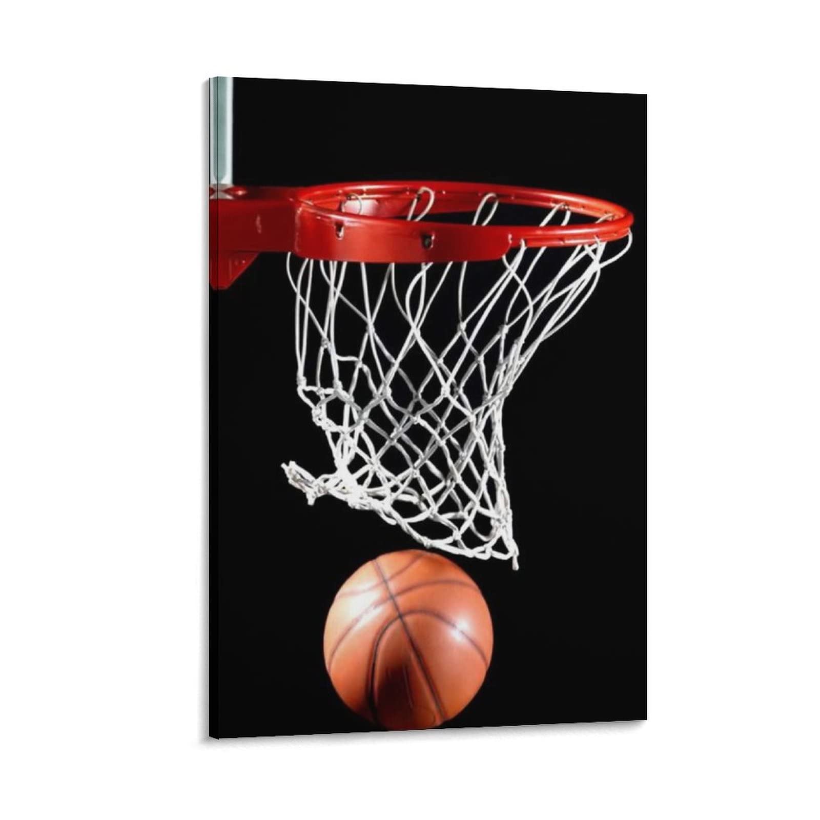 Modern Basketball Hoop Oil Painting Print - Canvas Wall Art for Living Room, Bedroom, Office & Kitchen Decor - 20x30 Inch (50x75cm) Framed - Perfect for Sports Fans & Home Interior Design