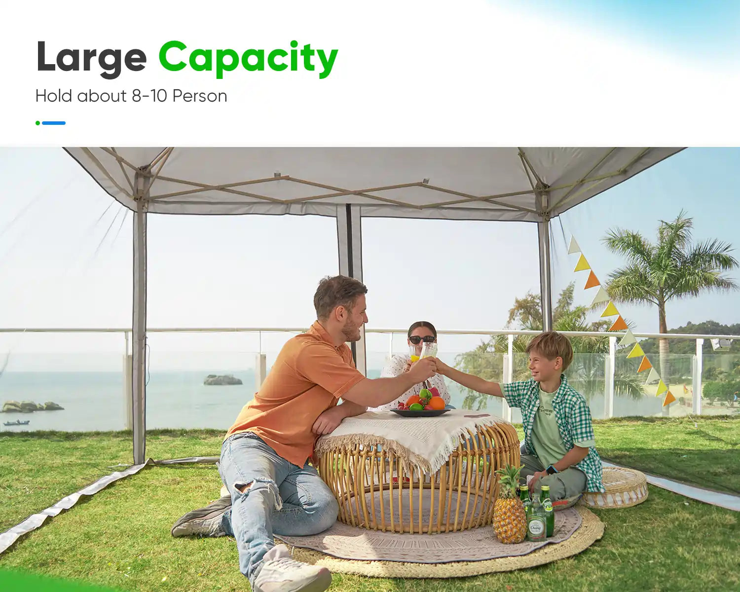 10' x 10' Pop Up Canopy Tent with Removable Sidewalls & Netting - Perfect for Outdoor Events, Camping, Beach Parties, and Backyard Gatherings