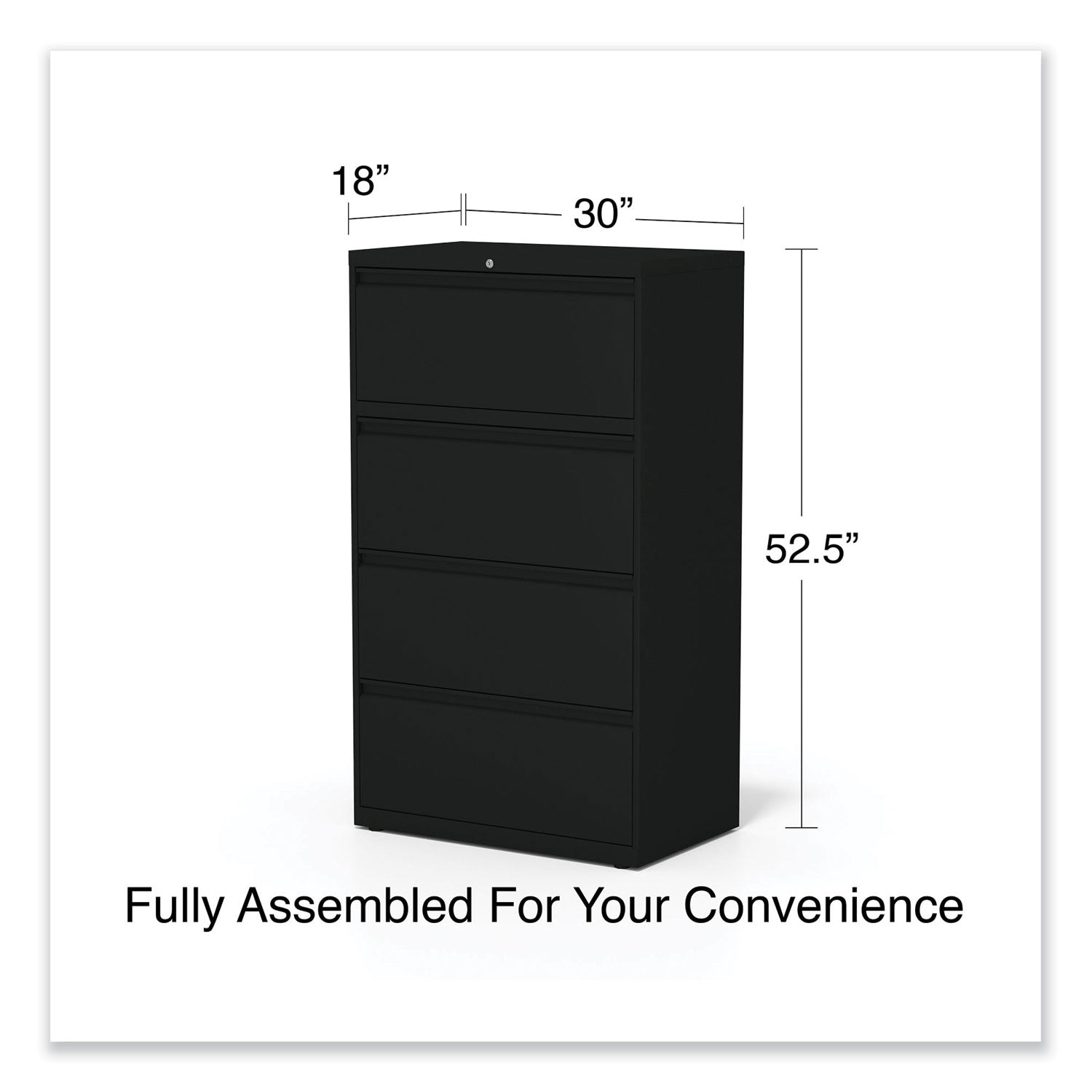Alera® 4-Drawer Lateral File Cabinet - Legal/Letter Size, Black (30