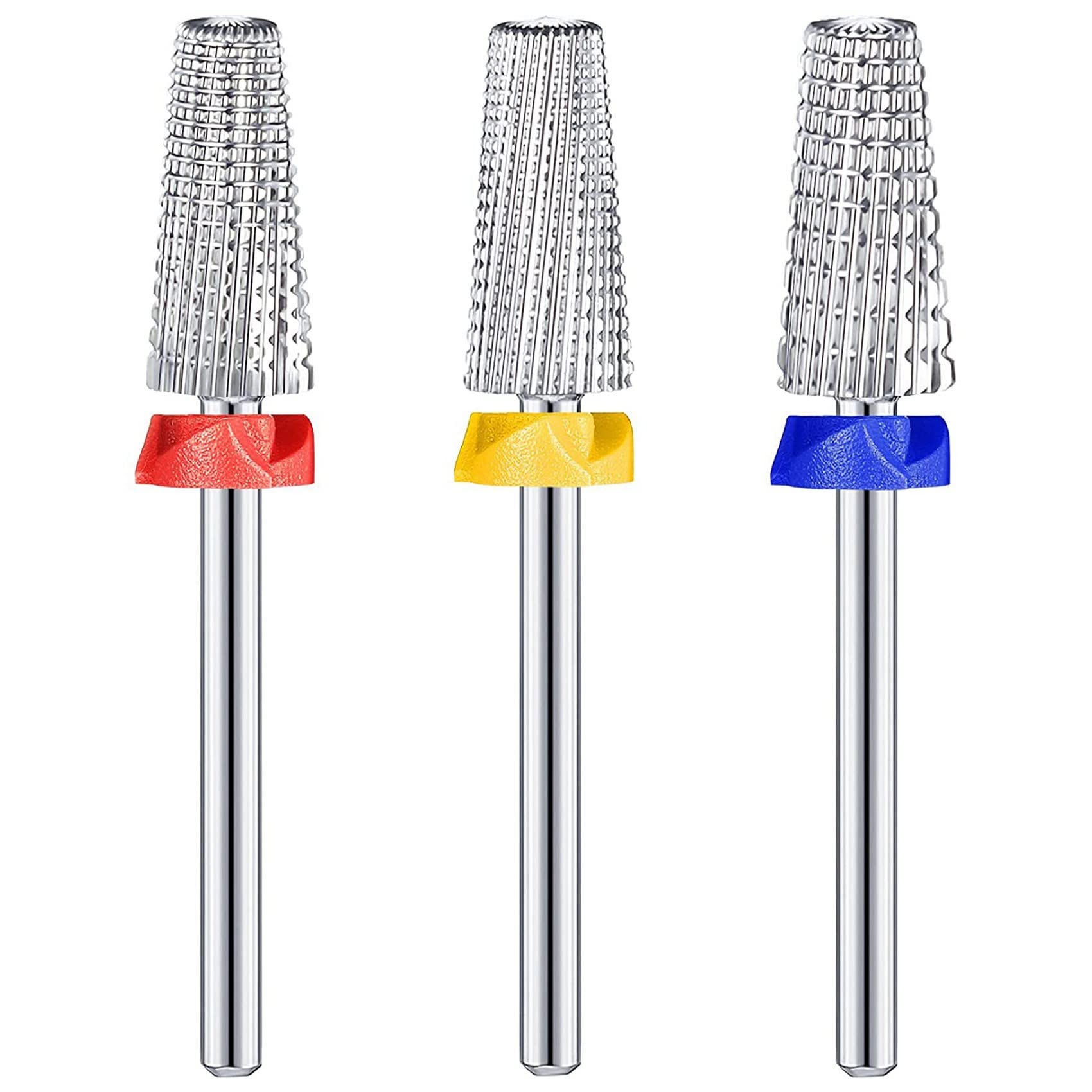 Nicfaky 3-Piece Nail Drill Bit Set - 5-in-1 Multi-Function Carbide Tapered Shaping Bits for Professional Manicure & Pedicure - Compatible with Left & Right Hand Use - Perfect for Salon, Home Nail Care & DIY Gel Polish Application