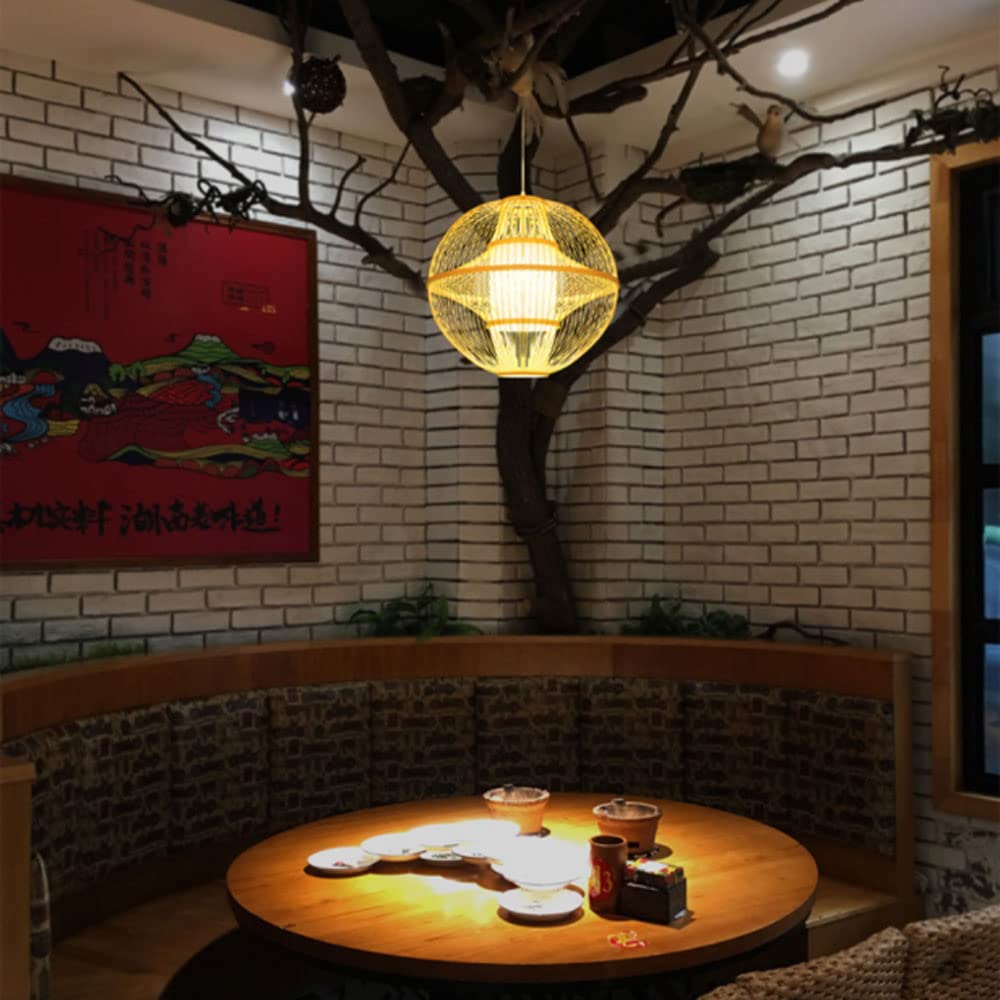 Modern LED Chandelier Lamp - Multilayer Woven Bamboo Hanging Light, Japanese Style Rattan Art Pendant for Ceiling - Energy Efficient Lighting Fixture for Home, Bar & Club Decoration | Perfect for Dining Room, Living Room & Bedroom Ambient Lighting