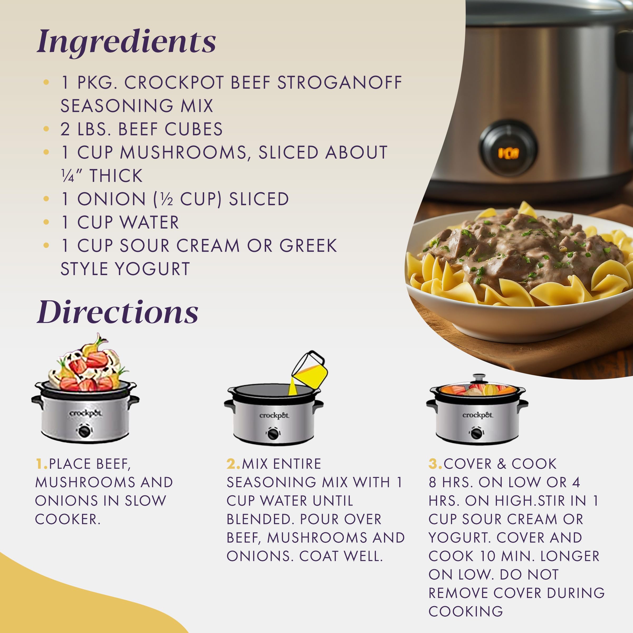 Crock-Pot Beef Stroganoff Seasoning Mix - 1.5 oz (Pack of 12) | Slow Cooker Seasoning for Easy Homemade Beef Stroganoff | Perfect for Family Dinners & Potlucks