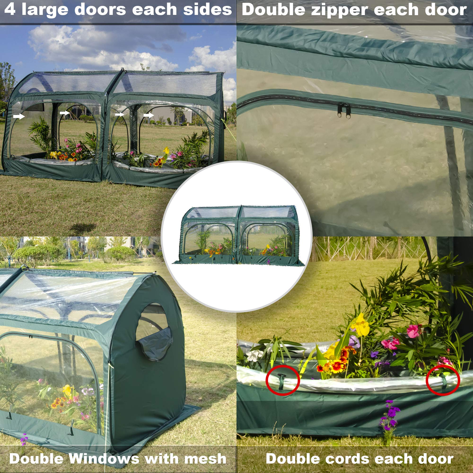 Porayhut Pop Up Greenhouse Cover - Mini Flower House for Gardening, Plant Protection from Cold & Frost - PVC Backyard Greenhouse for Plants & Flowers - Perfect for Indoor/Outdoor Gardening, Seed Starting & Winter Plant Care