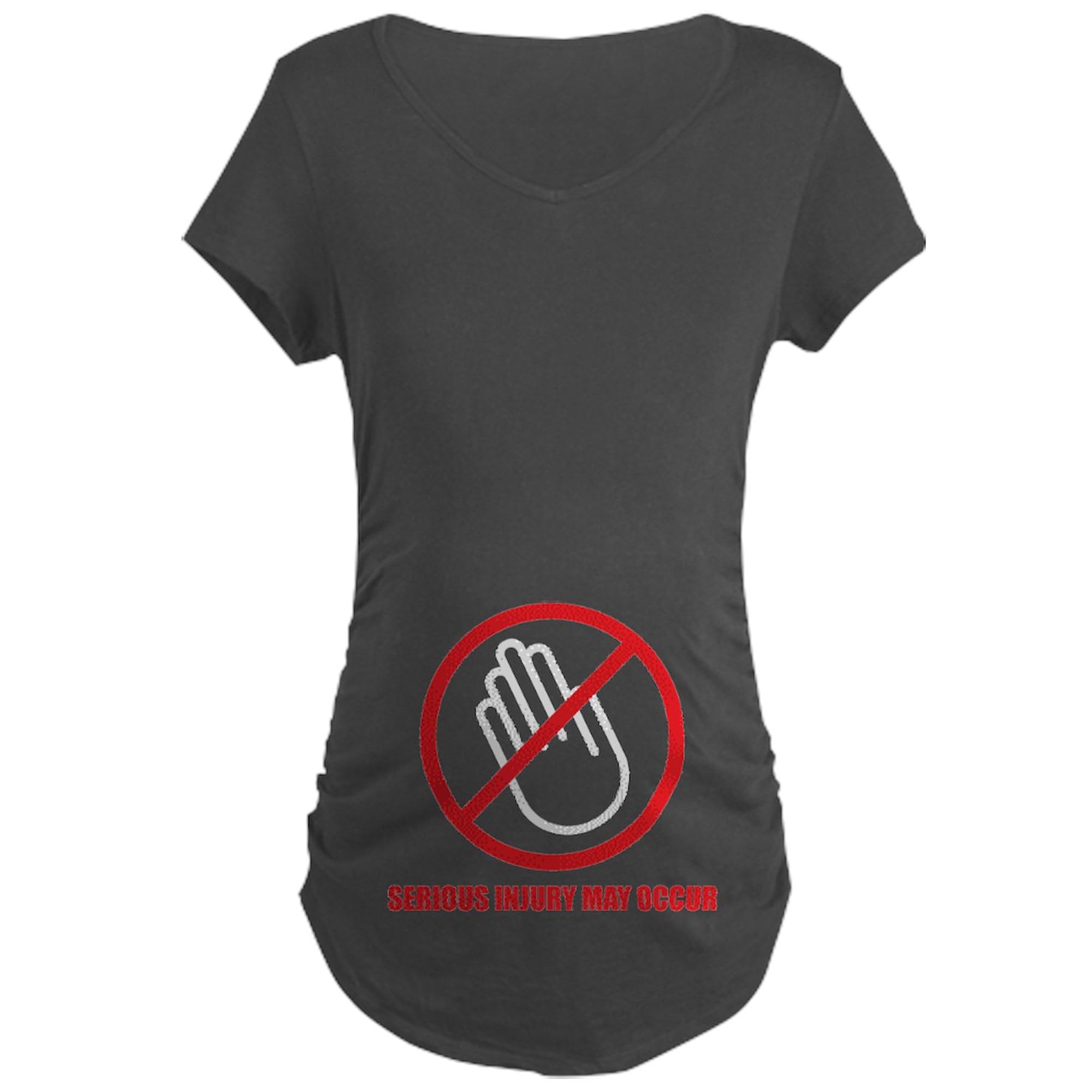 Don't Touch Maternity Dark T-Shirt - Women's Ruched Side Pregnancy Tee for Expecting Moms | Comfortable & Stylish Maternity Wear for Daily Use, Baby Showers & Pregnancy Photos