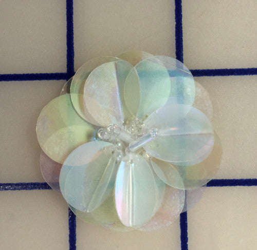 Applique Sequined Flower White AB - Elegant Embellishment for Dresses, Wedding Gowns & DIY Crafts