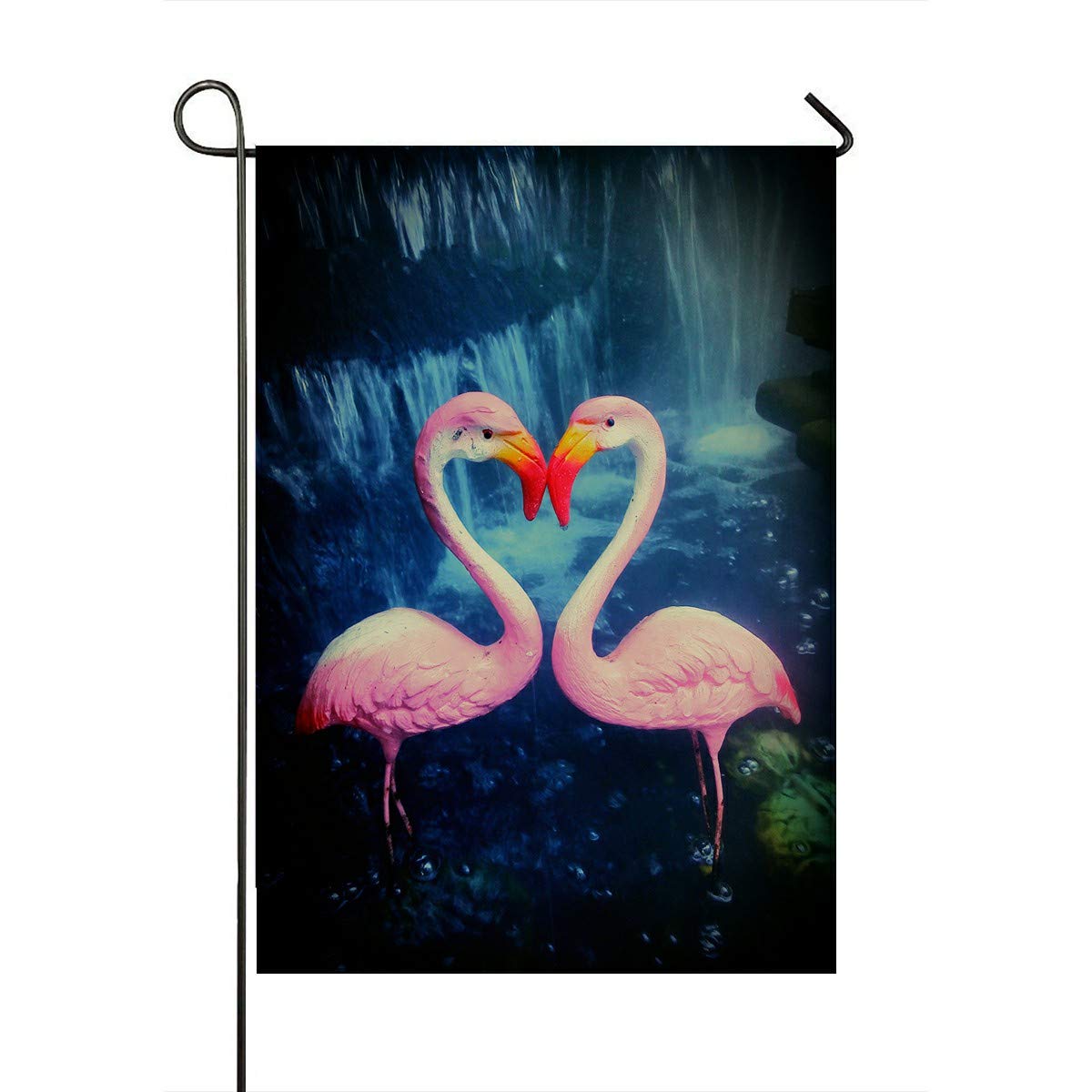 ECZJNT Flamingo Love Garden Flag 28x40 Inch - Tropical Outdoor Decoration for Yard, Patio, Party & Home Decor - Perfect for Summer BBQs, Pool Parties & Backyard Weddings
