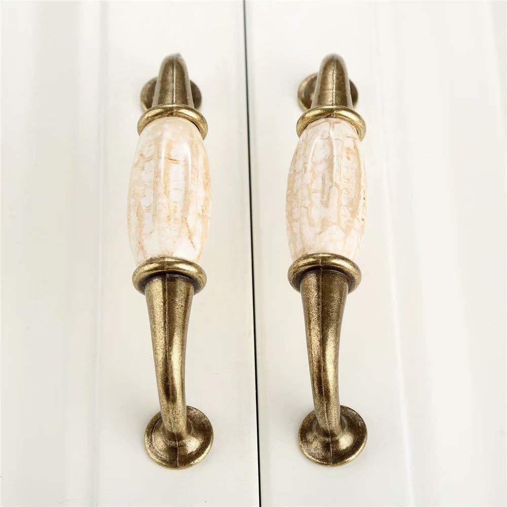 Vintage Ceramic Cabinet Knobs - 3Pcs Marble Handles for Kitchen & Bathroom