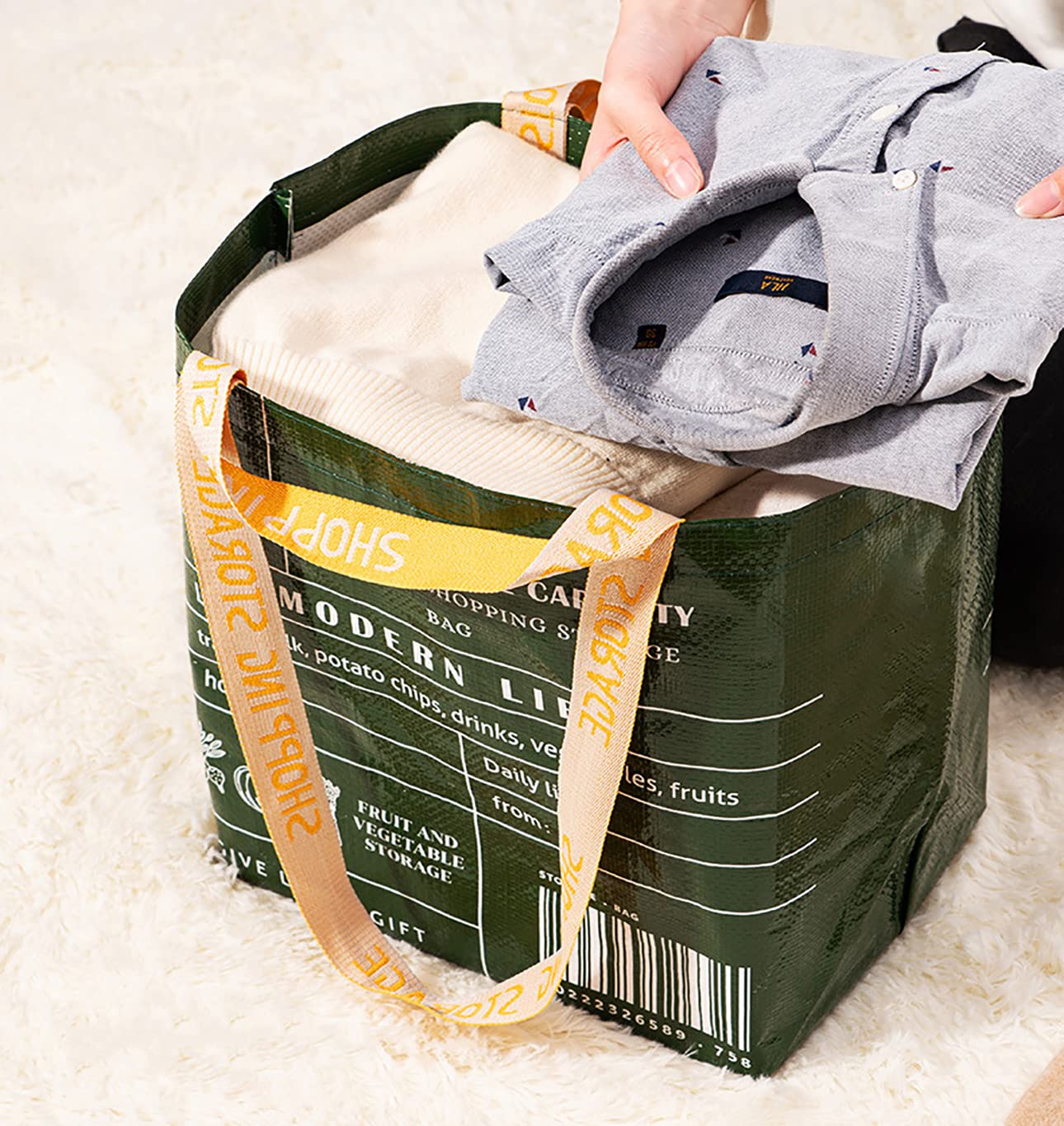 Reusable Foldable Grocery Bags for Shopping & Food Storage - Eco-Friendly Kitchen Totes