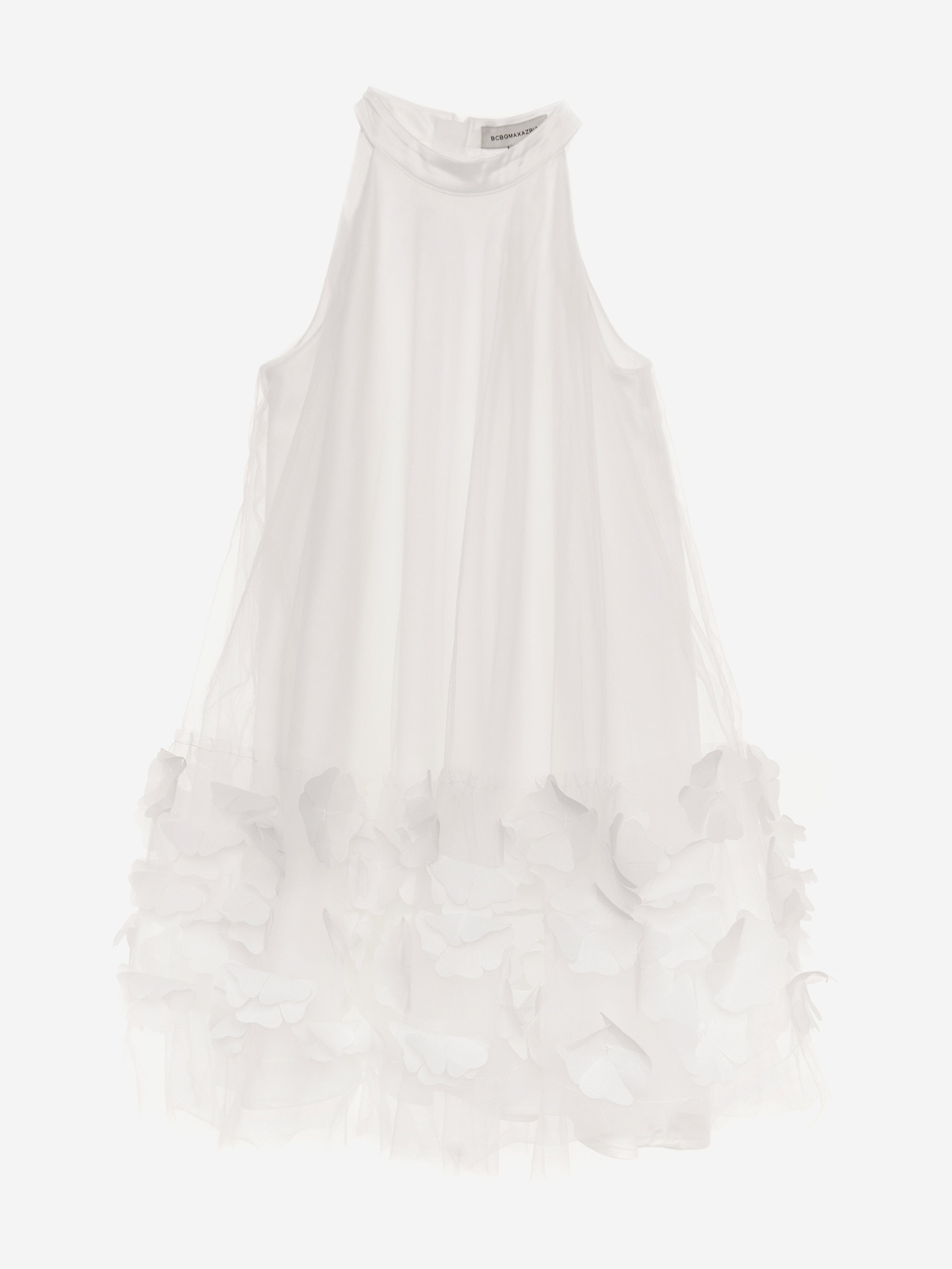 BCBG Girls White Tulle 3D Flower Dress for Birthday Party, Easter, Flower Girl & Special Occasions