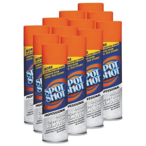 WD-40 Spot Shot Professional Instant Carpet Stain Remover - 18oz Spray Can (12-Pack) - Fast Acting Formula for Pet Stains, Food & Drink Spills - Perfect for Home, Office & Car Upholstery Cleaning