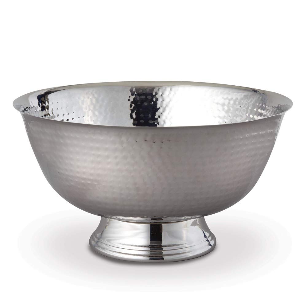 Jewels By Lux Extra Large Stainless Steel Hammered Revere Bowl - Elegant Serving Bowl for Salads, Fruits, and Party Displays | Perfect for Dining, Entertaining, and Home Decor
