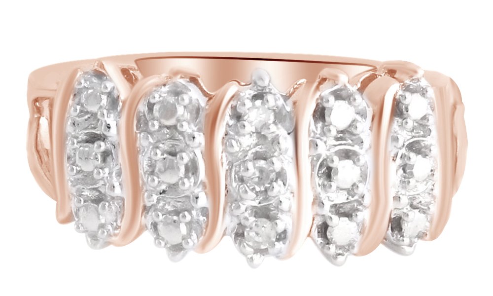 14K Gold Over Sterling Silver White Natural Diamond Accent Anniversary Band Ring (0.04 CTTW) - Perfect for Wedding, Engagement & Anniversary Gifts