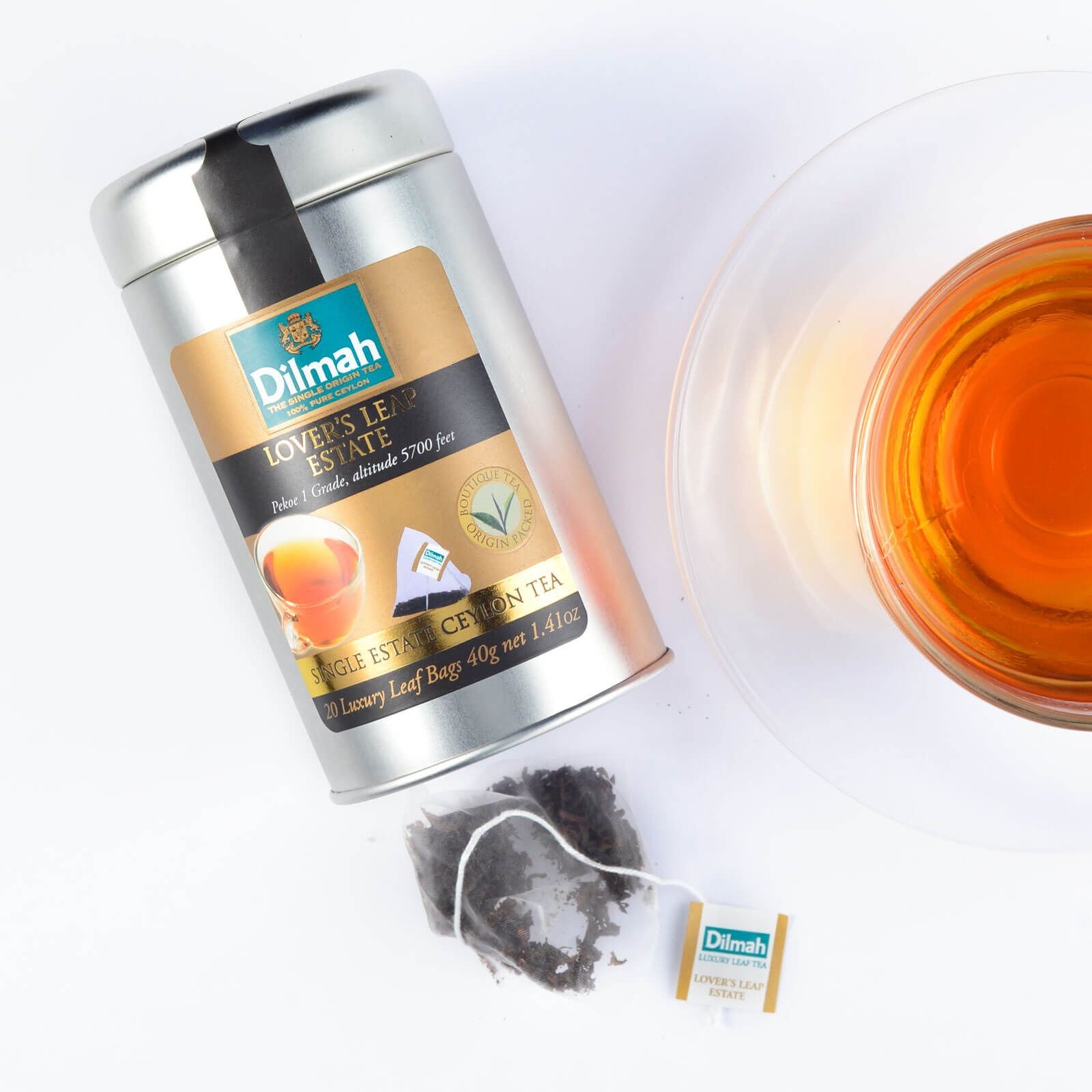 Premium Dilmah Lovers Leap Single Estate Ceylon Black Tea - 20 Luxury Tea Bags X 3 Pack - 100% Pure Sri Lankan Tea for Afternoon Tea & Gifting