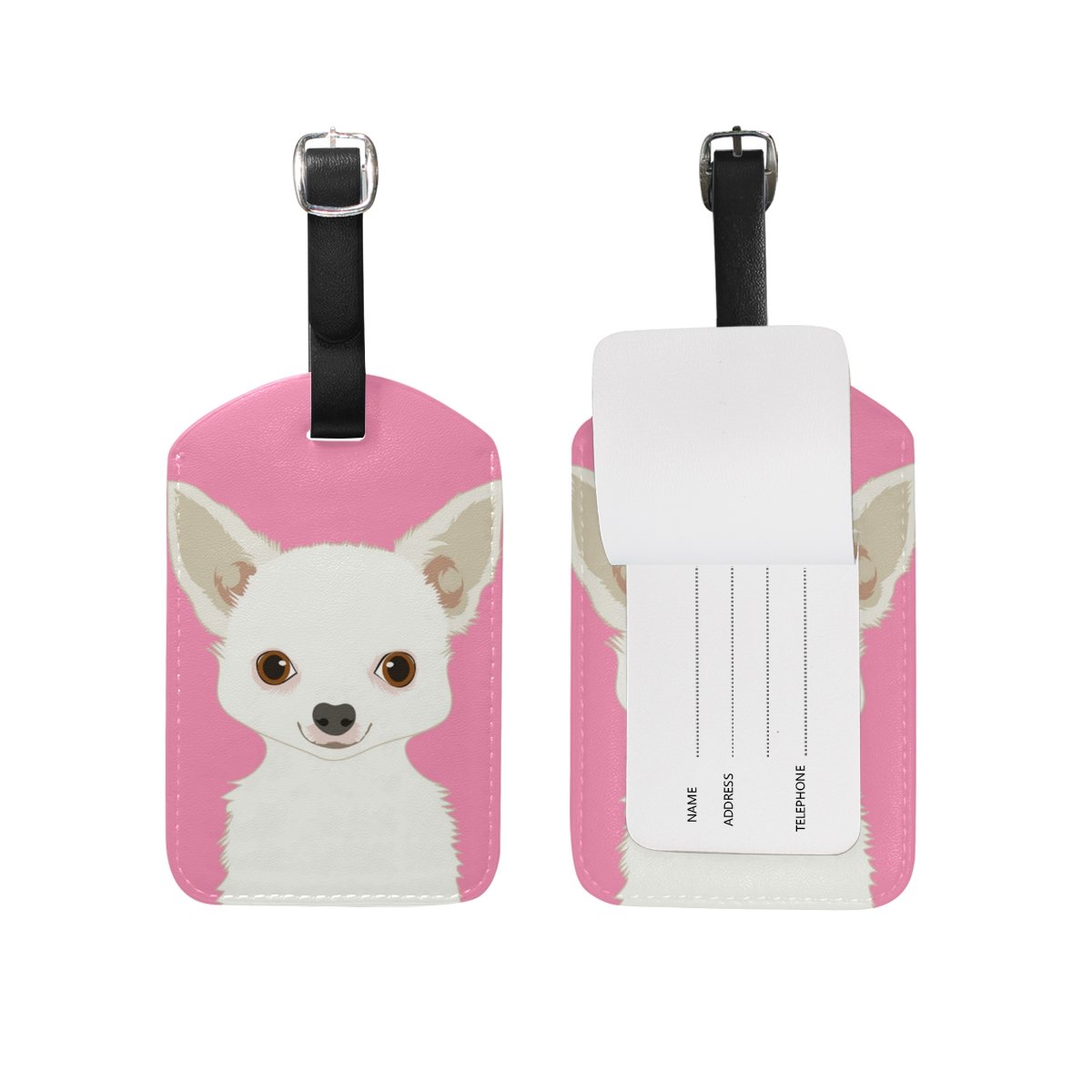 Chihuahua Dog Luggage Tag - PU Leather Pet ID Tag for Travel Suitcases & Backpacks - Durable Baggage Label for Airport & Vacation Use (1 Piece)
