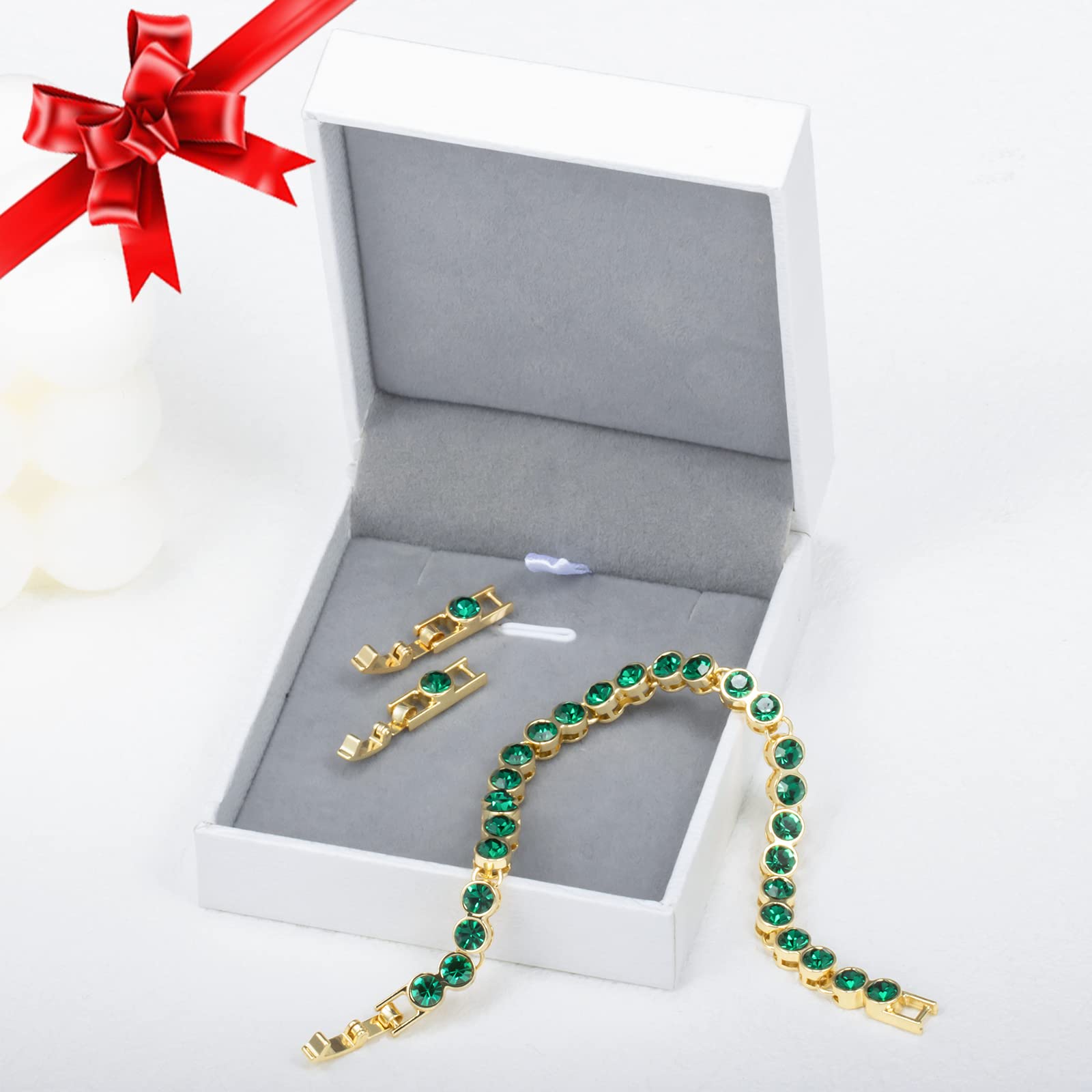 Emerald Green Tennis Bracelet for Women - 18K Gold Plated Adjustable Bracelet with Turquoise Stones | Elegant Jewelry Gift for Christmas, Valentines Day, Anniversary | Perfect for Evening Gowns, Cocktail Parties & Special Occasions