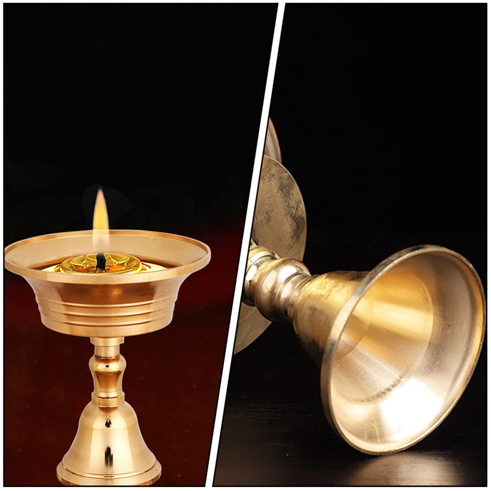 Pure Copper Butter Lamp Holder - Cabilock Retro Tea Light Candle Stand for Home Decor, Meditation & Spiritual Rituals
