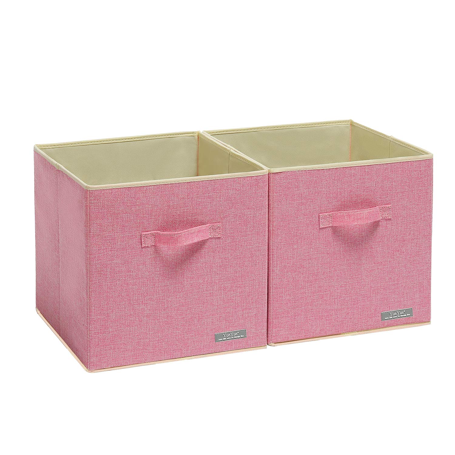 Foldable Fabric Storage Bins 2-Pack - 13x13x13 Inch Pink Collapsible Cube Organizer for Closet, Shelves & Home Organization - Perfect for Toys, Books & Laundry Storage
