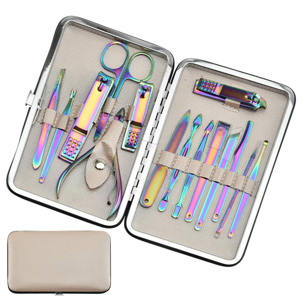 15 PCS Professional Manicure & Pedicure Set - Stainless Steel Nail Clippers Kit with Travel Case | Grooming Tools for Home, Salon & Travel Use