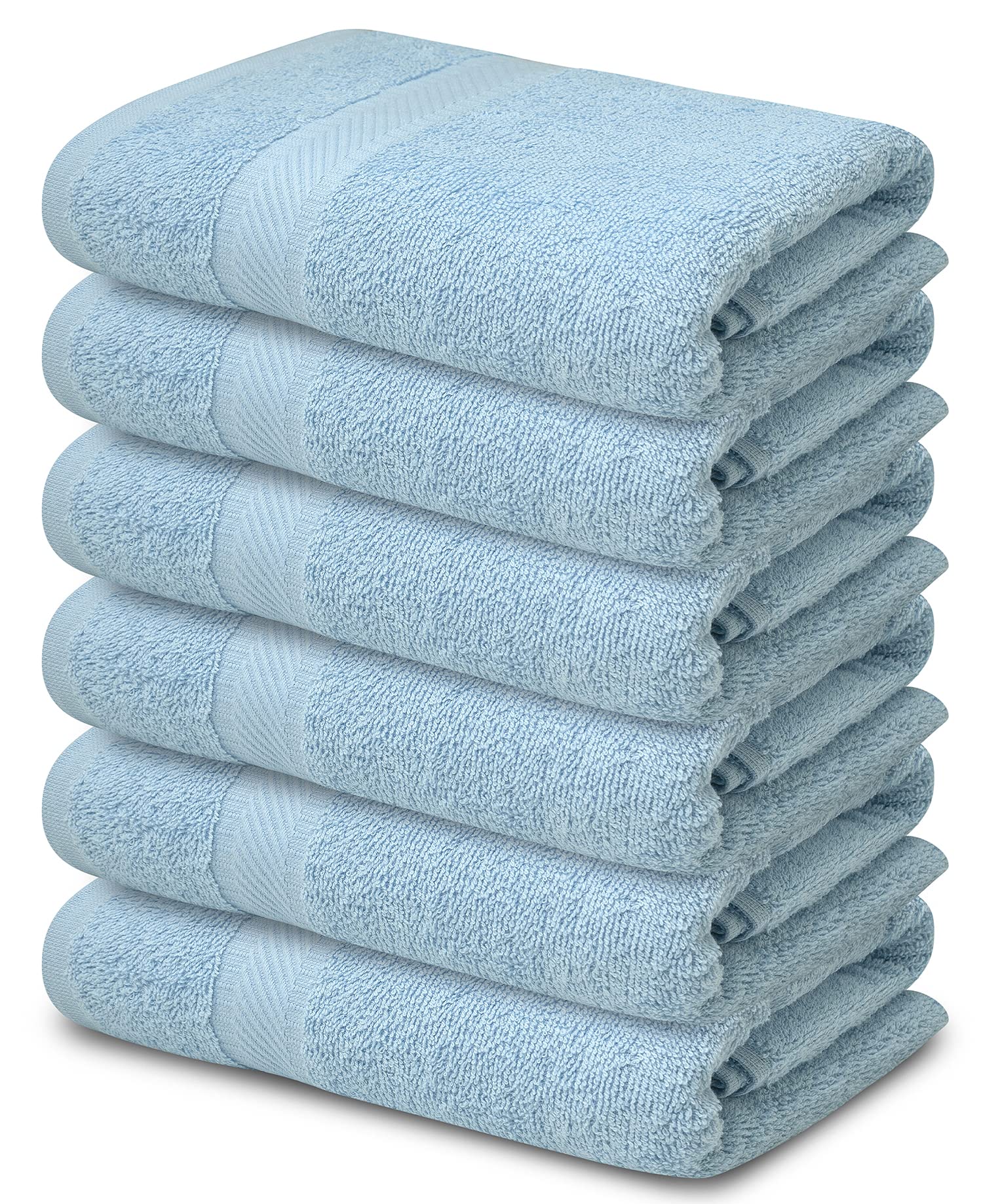 Luxury 100% Cotton Bath Towels Set of 6 - 22x44 Inches, Super Absorbent Hotel & Spa Quality Towels for Bathroom, Shower, and Gym Use