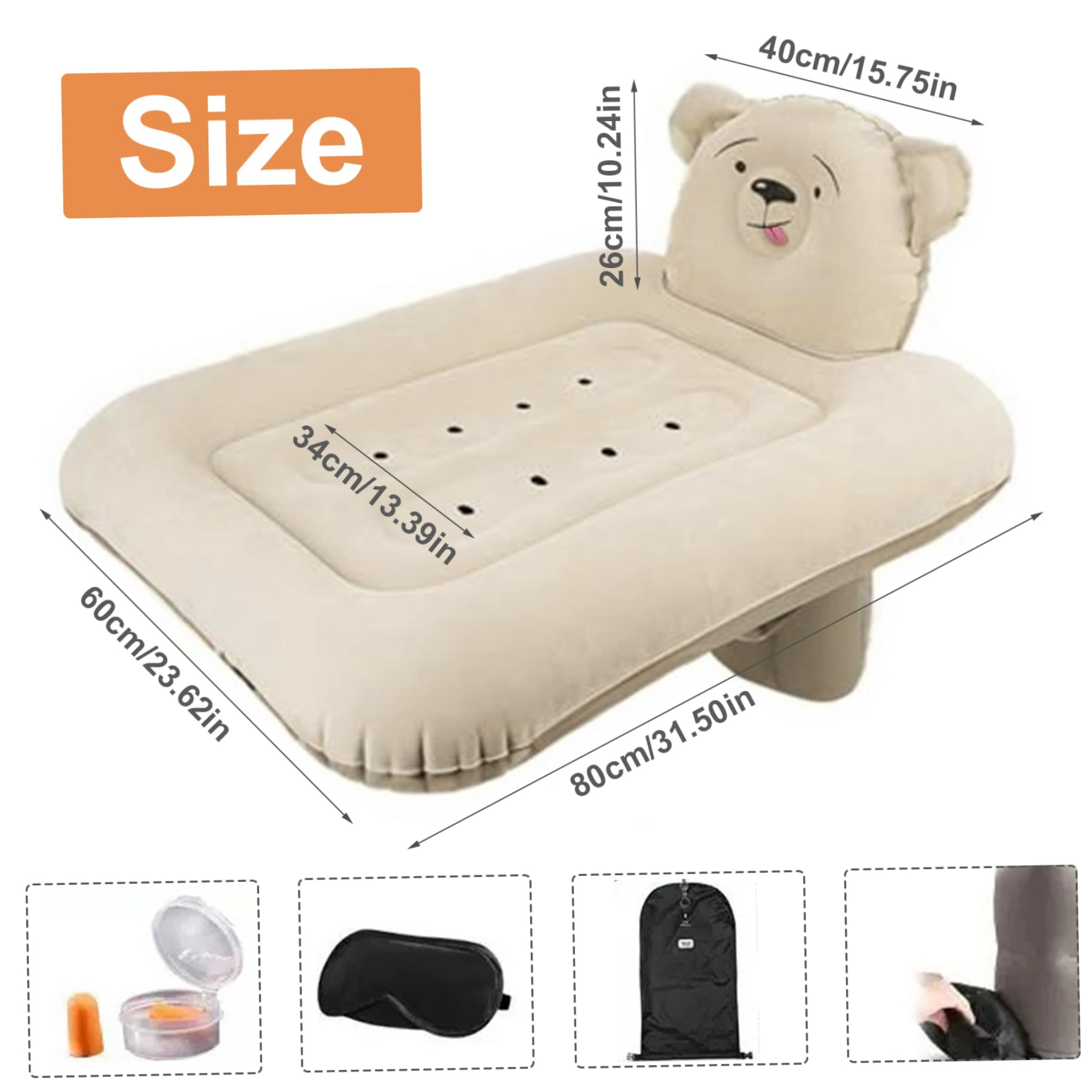 **Inflatable Toddler Airplane Bed - 32x31x24 Inch Portable Cartoon Travel Bed for Kids | Airplane Seat Extender & Blow-Up Bed for Toddlers | Perfect for Long Flights, Road Trips & Sleepovers**