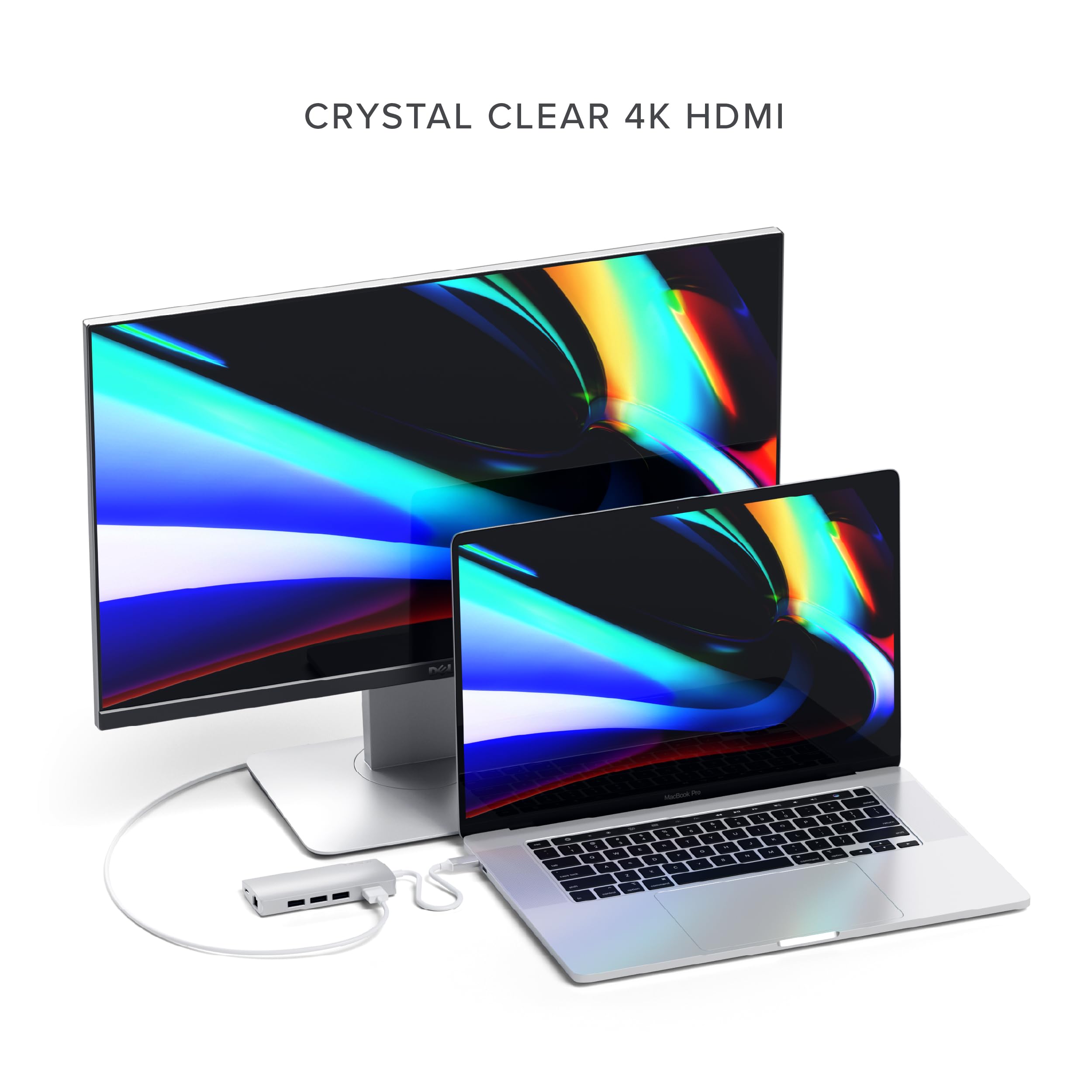 Satechi USB C Hub Multiport Adapter V2 with 4K HDMI (60Hz), 60W USB C Charging, Gigabit Ethernet, SD/Micro Card Readers, USB 3.0 - Compatible with M2/M1 MacBook Pro/Air, M2/M1 iPad Pro/Air, M2 Mac Mini, iMac M1 (Silver) - Perfect for Home Office, Remote Work, and On-the-Go Productivity