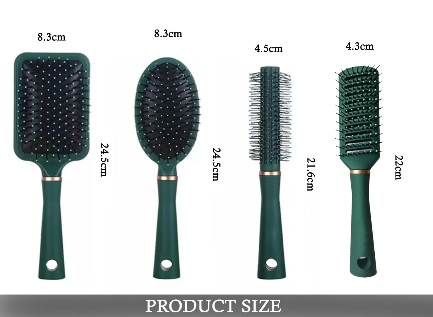 YARAX 4-Piece Hair Brush Set - Anti-Static Oval Comb, Round Brush, Vent Brush & Detangling Paddle Brush for Women, Men & Kids - Perfect for Wet/Dry Hair, Detangling, Shine & Scalp Massage - Ideal for Home, Travel & Salon Use