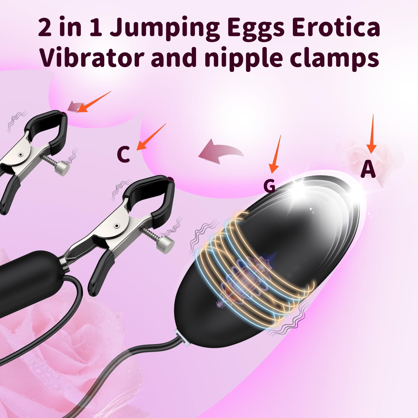 Sensitive Nipple Clamp Vibrators with 10 Vibration Modes - Clitoral Stimulation Toy for Women & Couples, Bullet Vibrator Included - Perfect for Foreplay & BDSM Play (Black)