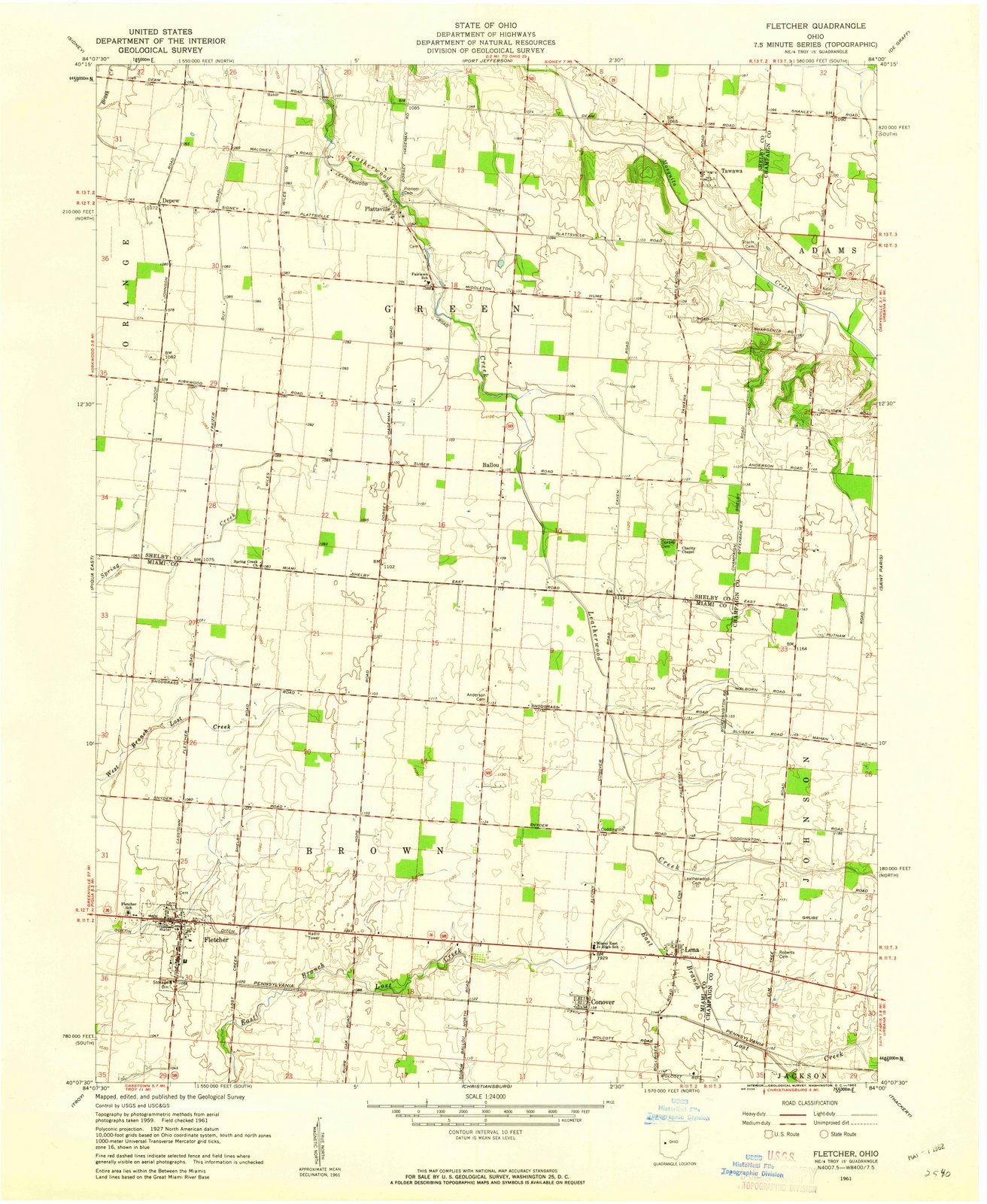 1961 Fletcher Ohio USGS Historical Topographic Map - 35x44 Inch Vintage Wall Art Decor - Perfect for Home Office, Living Room & Classroom Geography Display